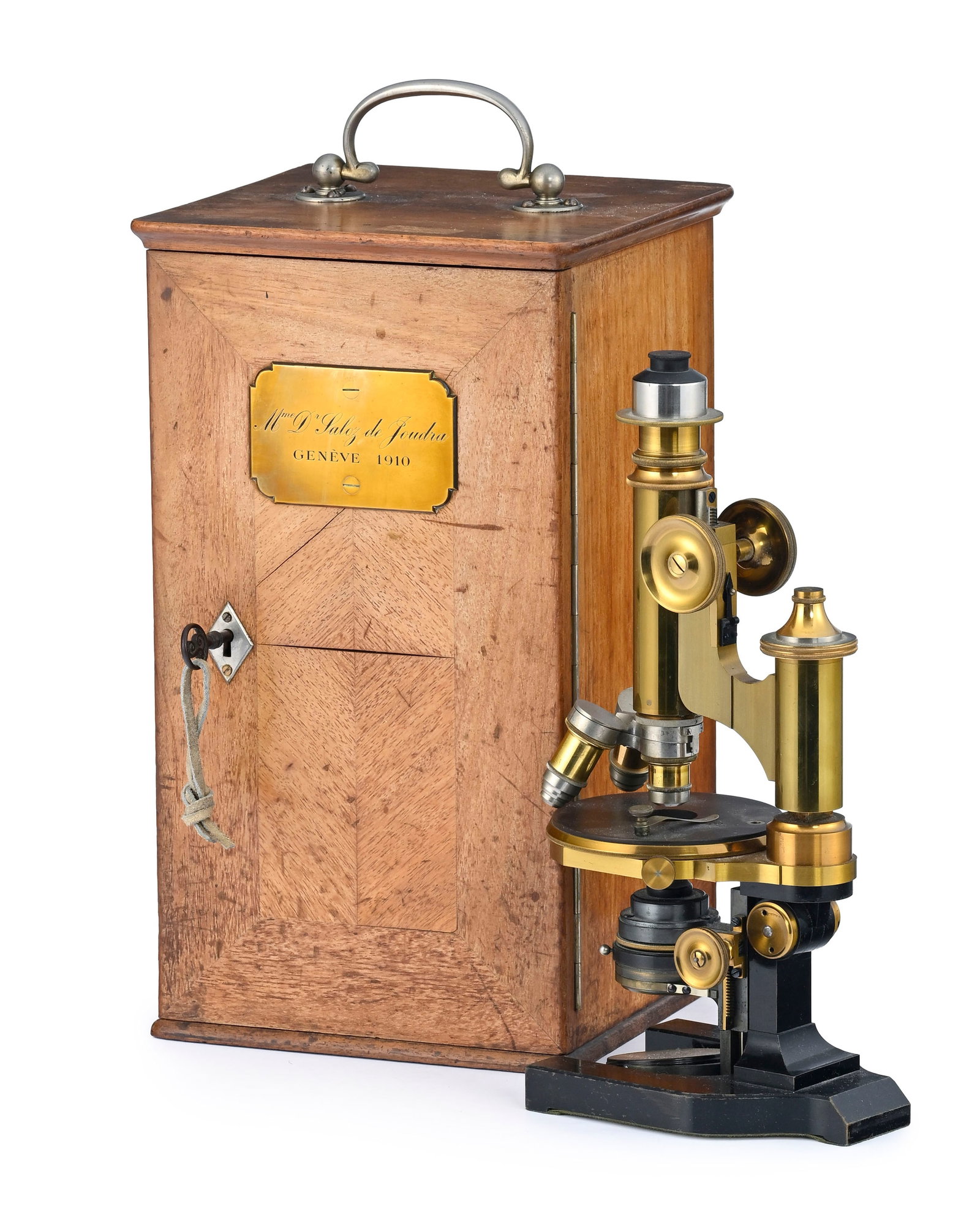 Microscope E.Leitz Wetzlar (New-York) en laiton , distribué par Industrie Générale d' - 2