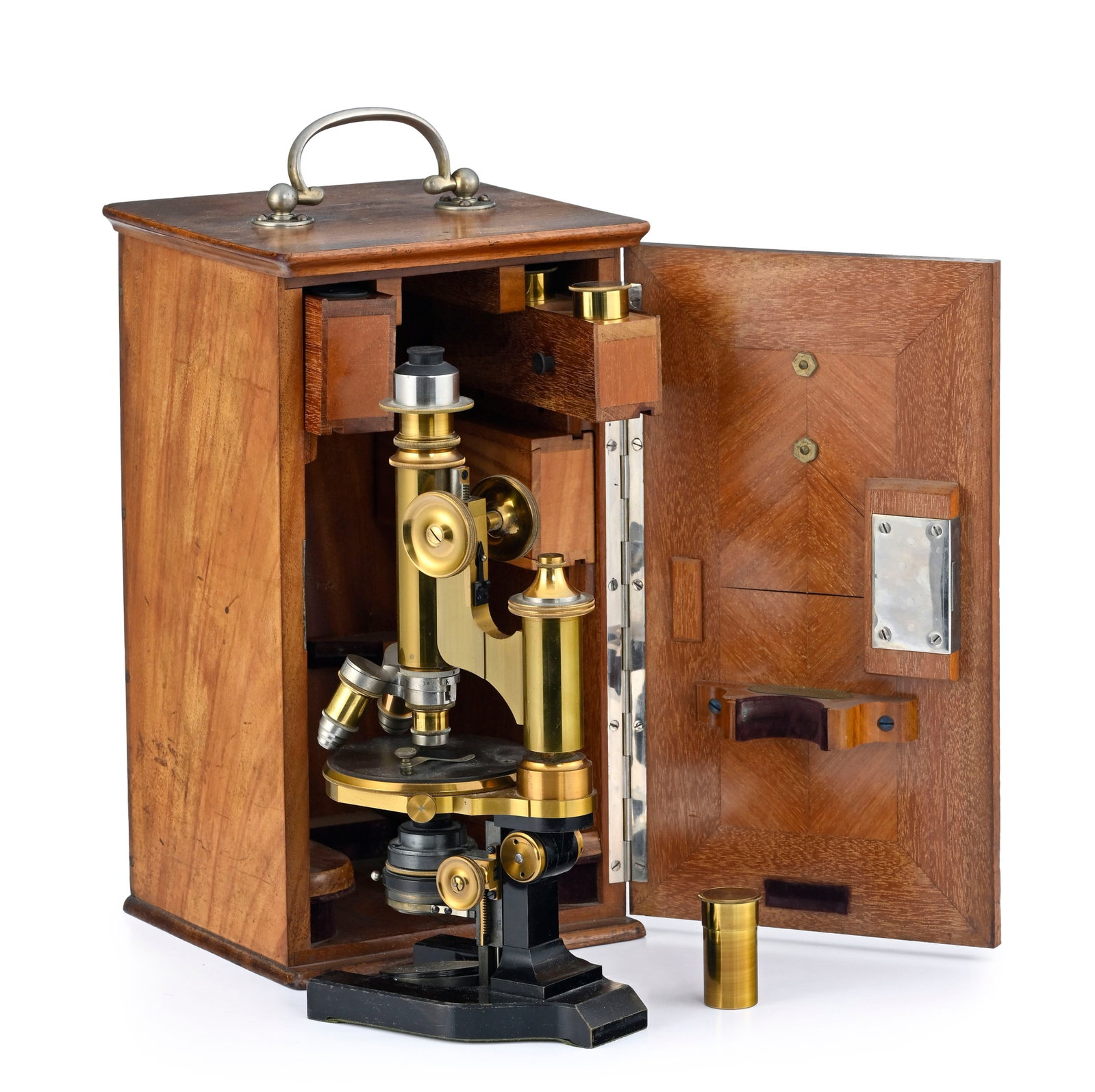 Microscope E.Leitz Wetzlar (New-York) en laiton , distribué par Industrie Générale d' - 3