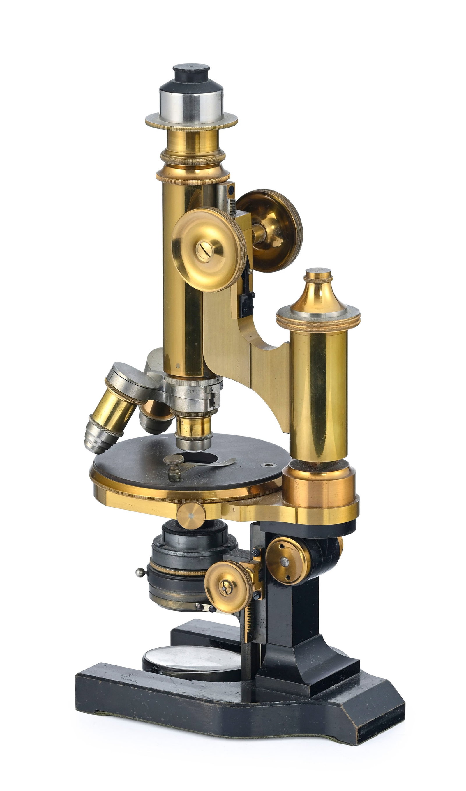 Microscope E.Leitz Wetzlar (New-York) en laiton , distribué par Industrie Générale d' - 4