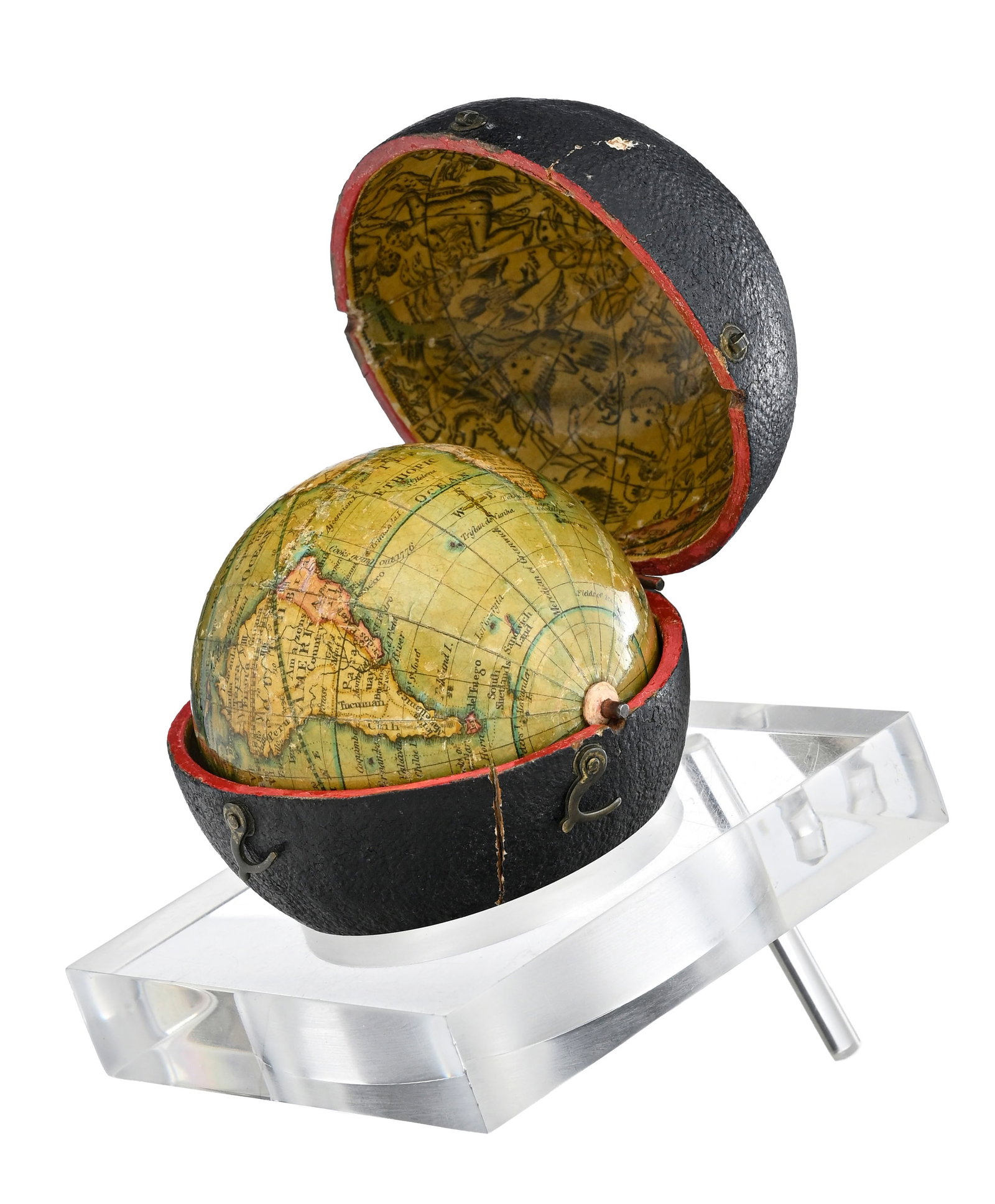 Globe terrestre de poche, par Lane à Londres, vers 1820, en papier et papier mâché, v - 2