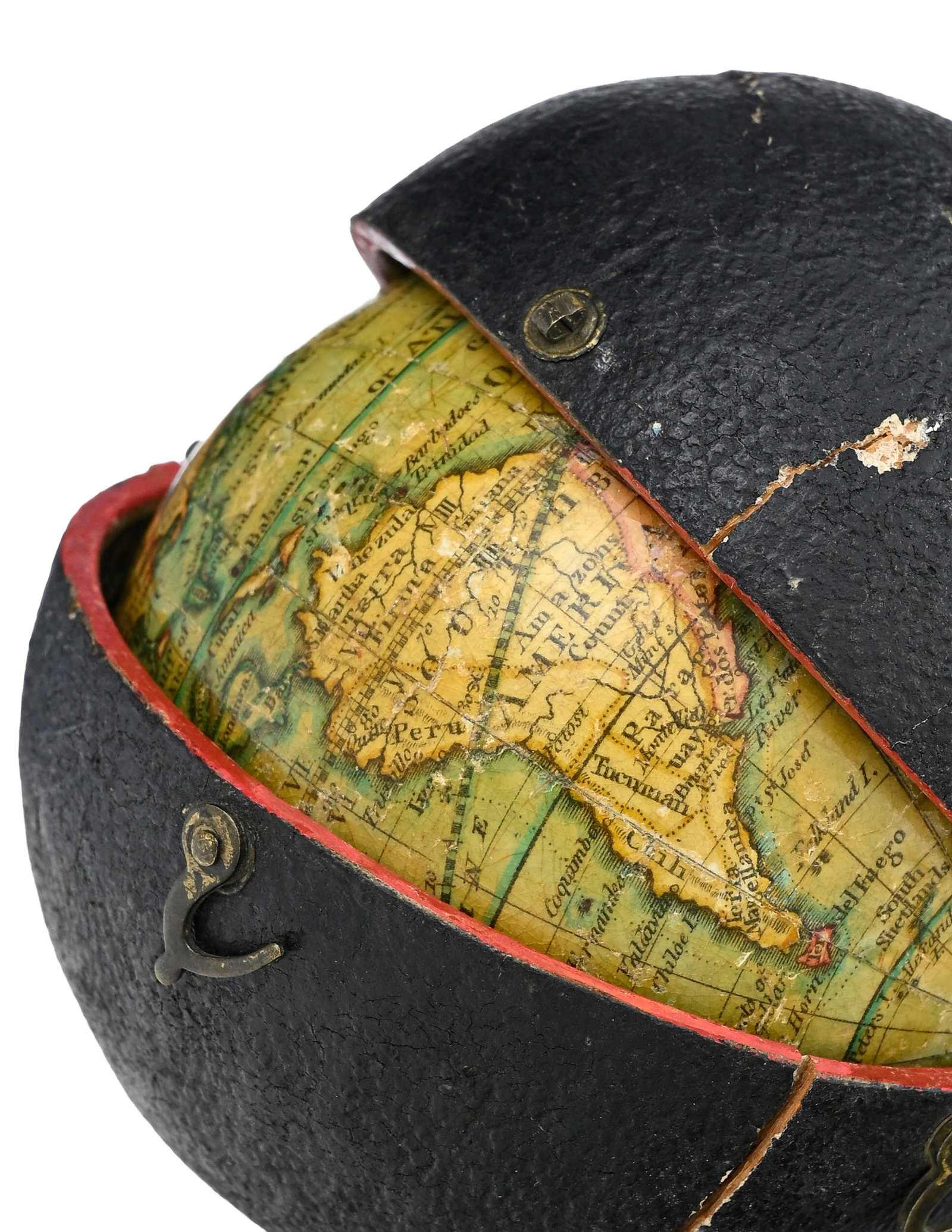 Globe terrestre de poche, par Lane à Londres, vers 1820, en papier et papier mâché, v - 4