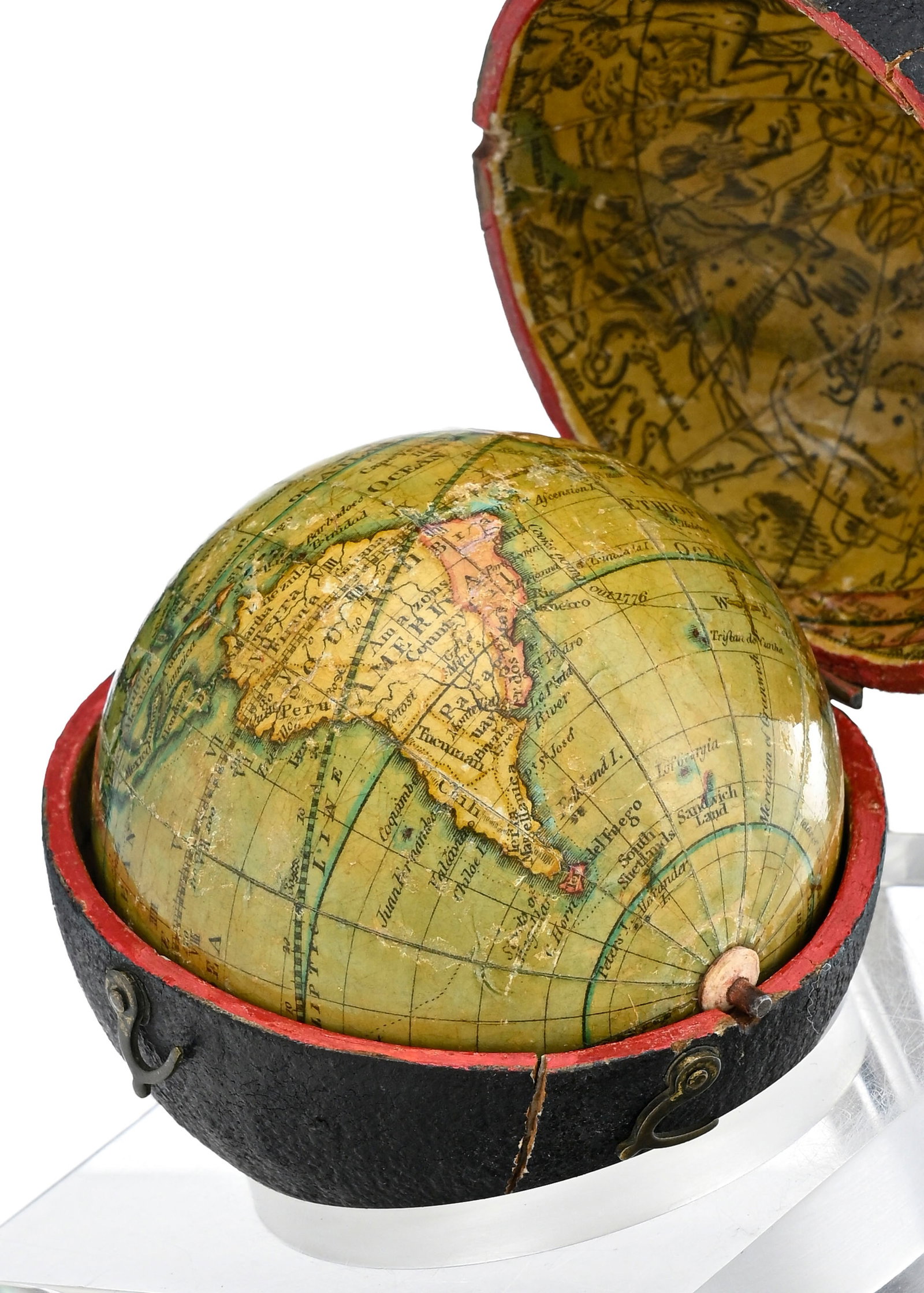Globe terrestre de poche, par Lane à Londres, vers 1820, en papier et papier mâché, v - 5