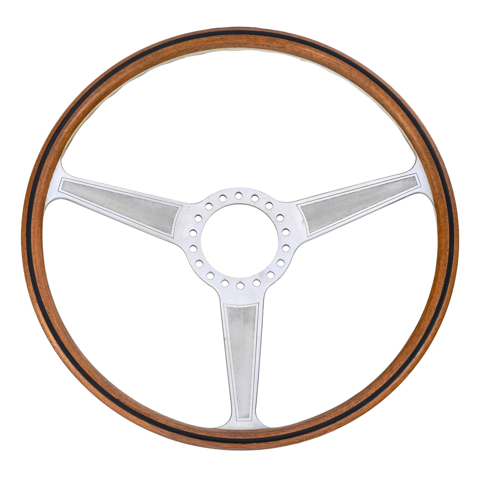 Volant ancien en aluminium et cerclage de bois bichrome, circa 1960, convient pour plusieurs mod (1 of 3)