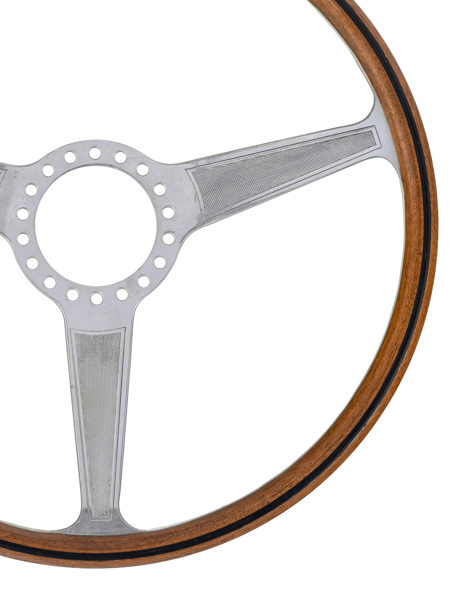 Volant ancien en aluminium et cerclage de bois bichrome, circa 1960, convient pour plusieurs mod - 2