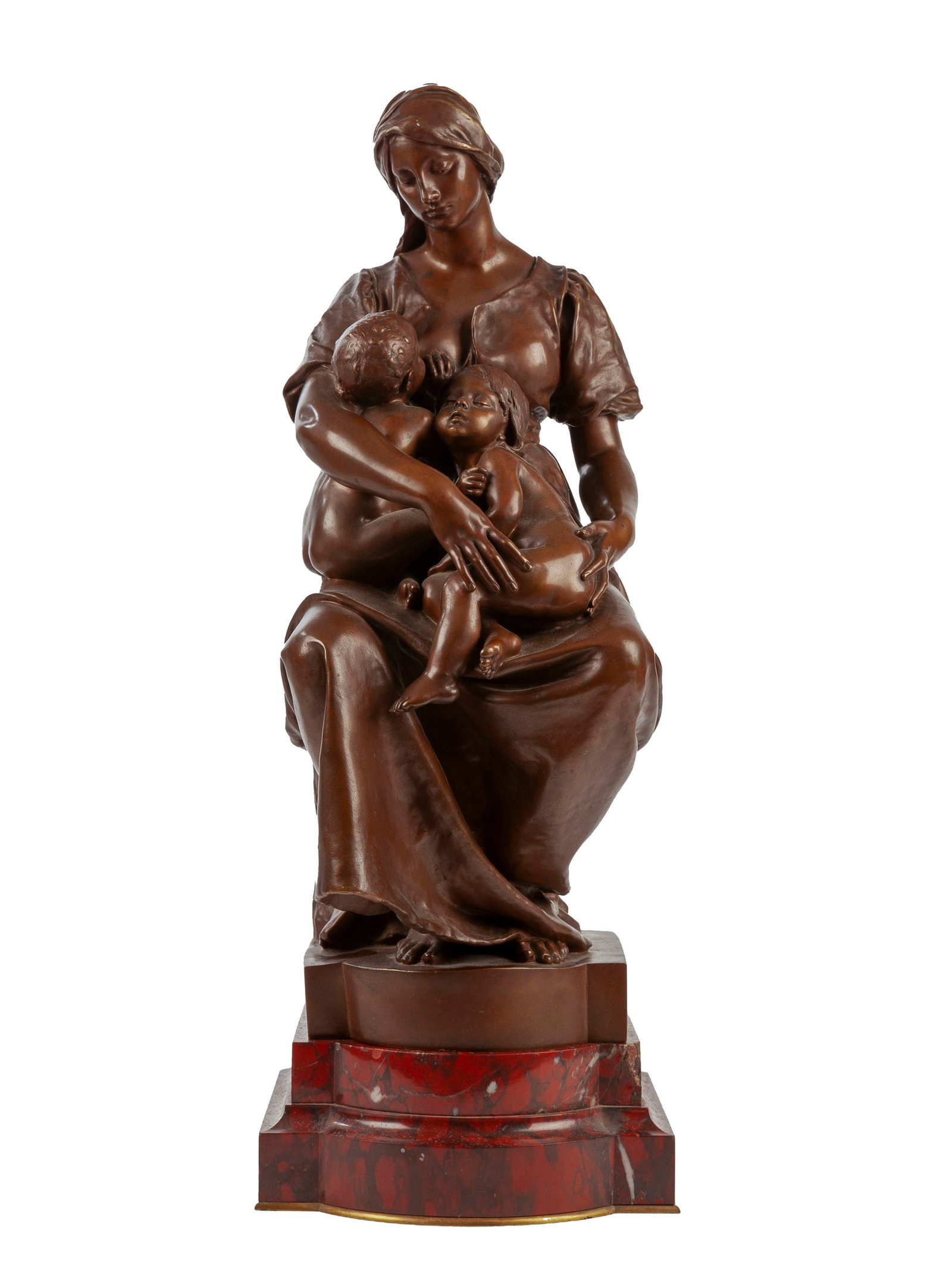 Paul Dubois (1829-1905), Maternité, bronze à patine brune, signée au dos, fonte XIXe  (1 of 5)
