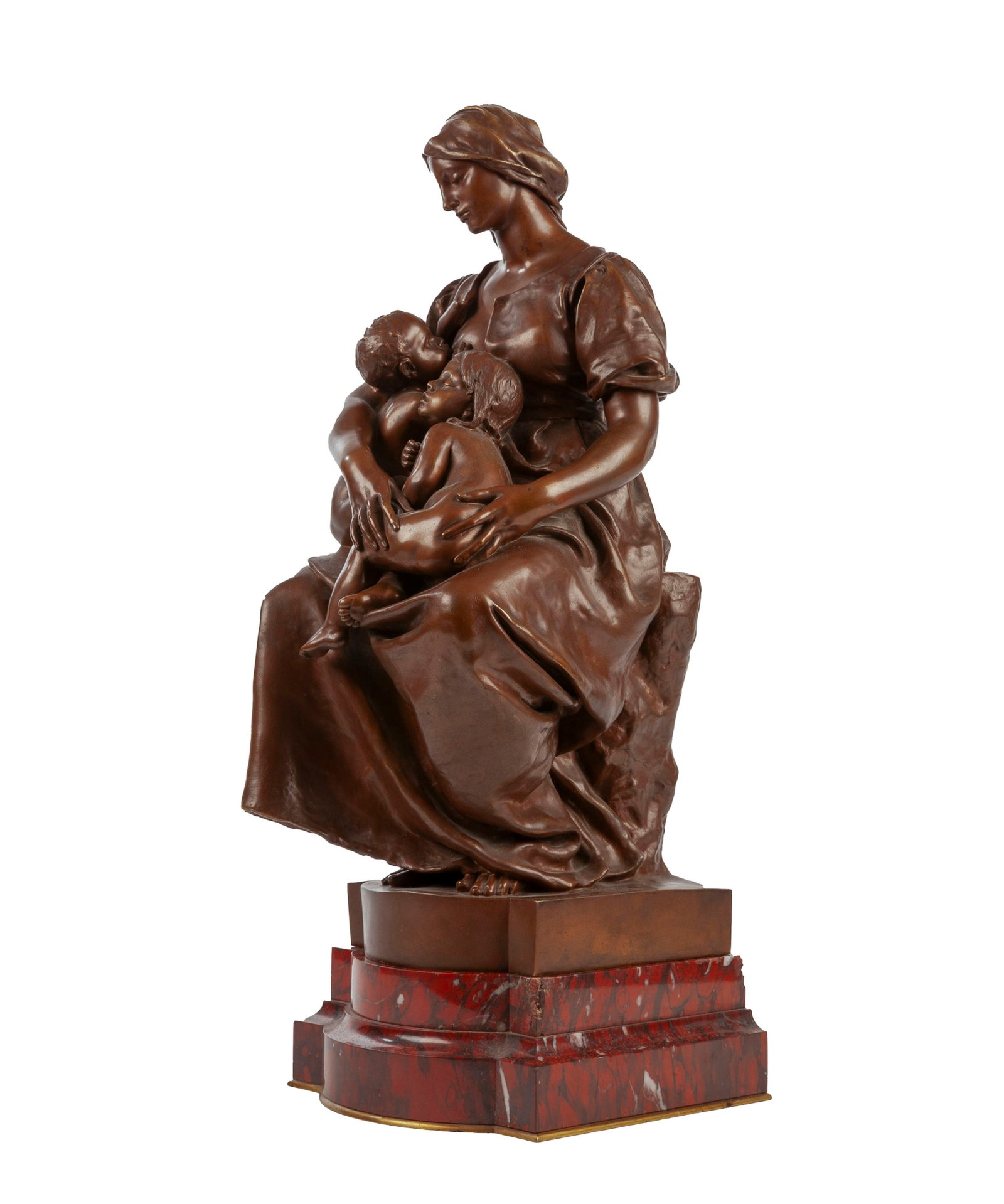 Paul Dubois (1829-1905), Maternité, bronze à patine brune, signée au dos, fonte XIXe  - 2