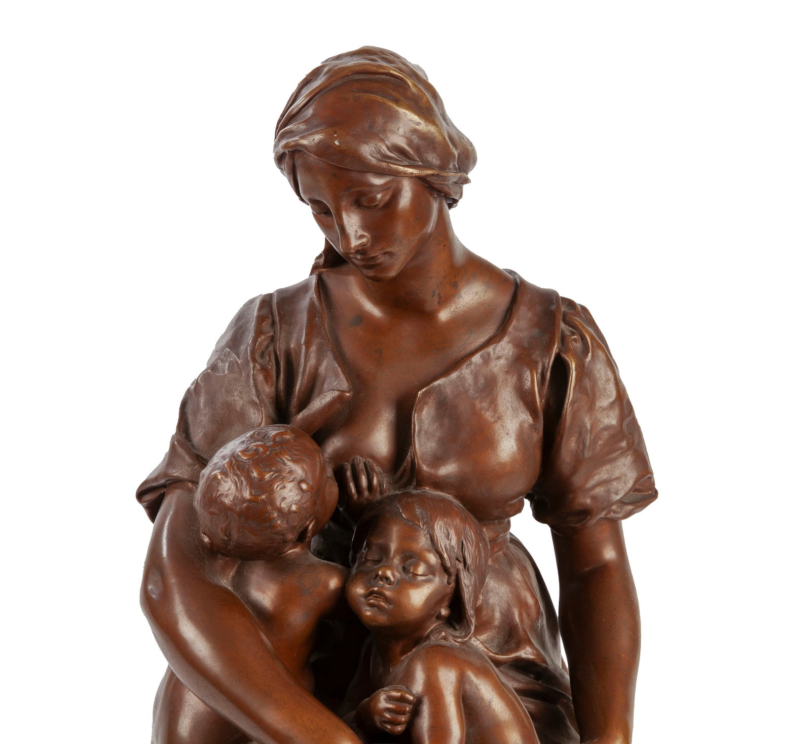 Paul Dubois (1829-1905), Maternité, bronze à patine brune, signée au dos, fonte XIXe  - 3