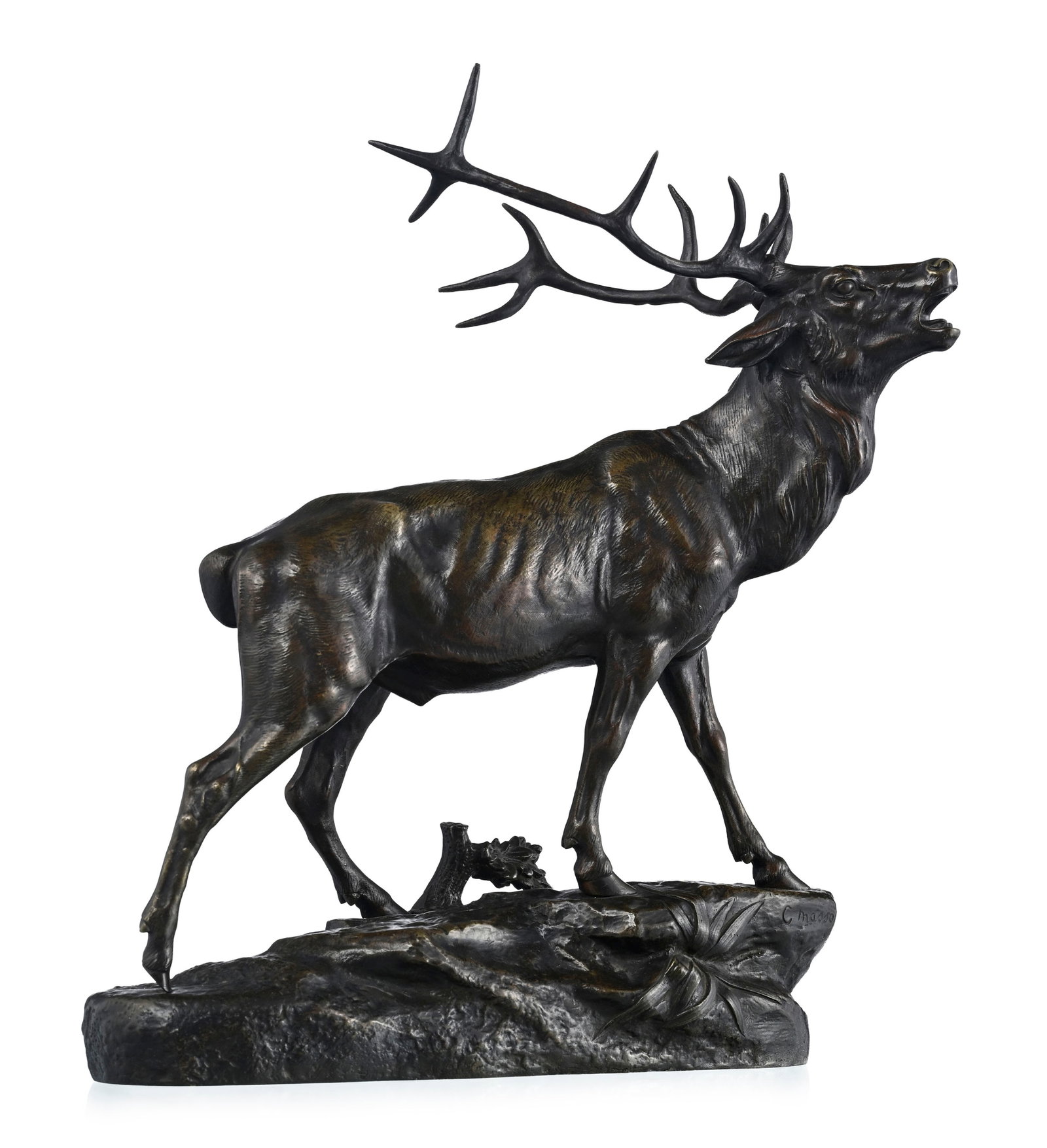 Clovis-Edmond Masson (1838-1913), Cerf bramant, bronze à patine brune mordorée, signé (1 of 6)