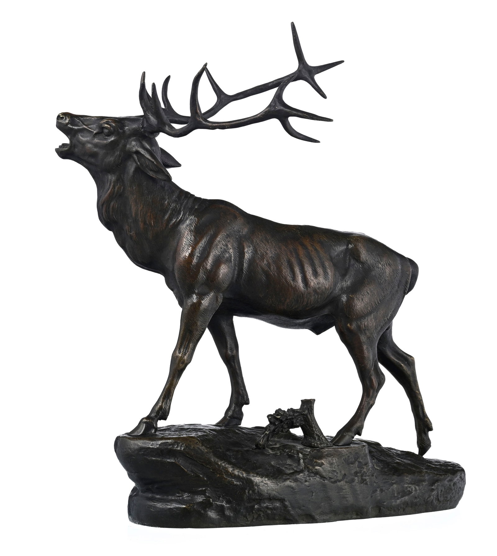Clovis-Edmond Masson (1838-1913), Cerf bramant, bronze à patine brune mordorée, signé - 2