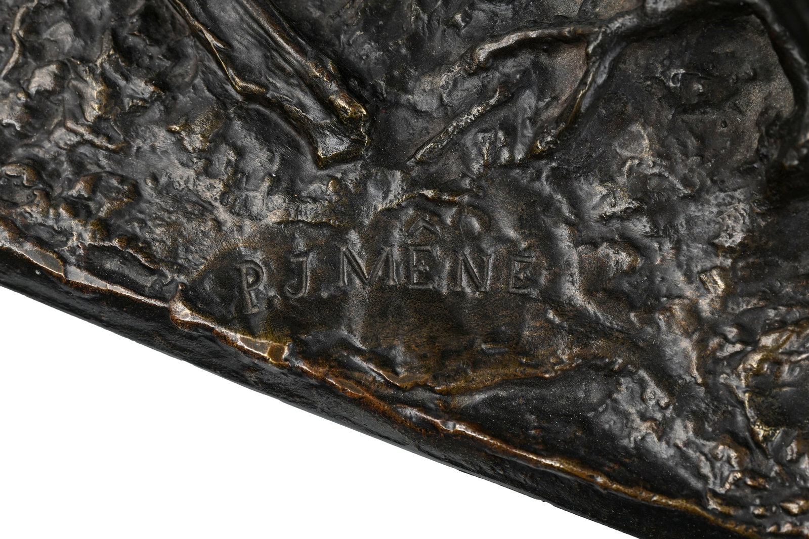 Pierre-Jules Mène (1810-1879), Cerf à la feuille, bronze à patine brune, signé s - 4