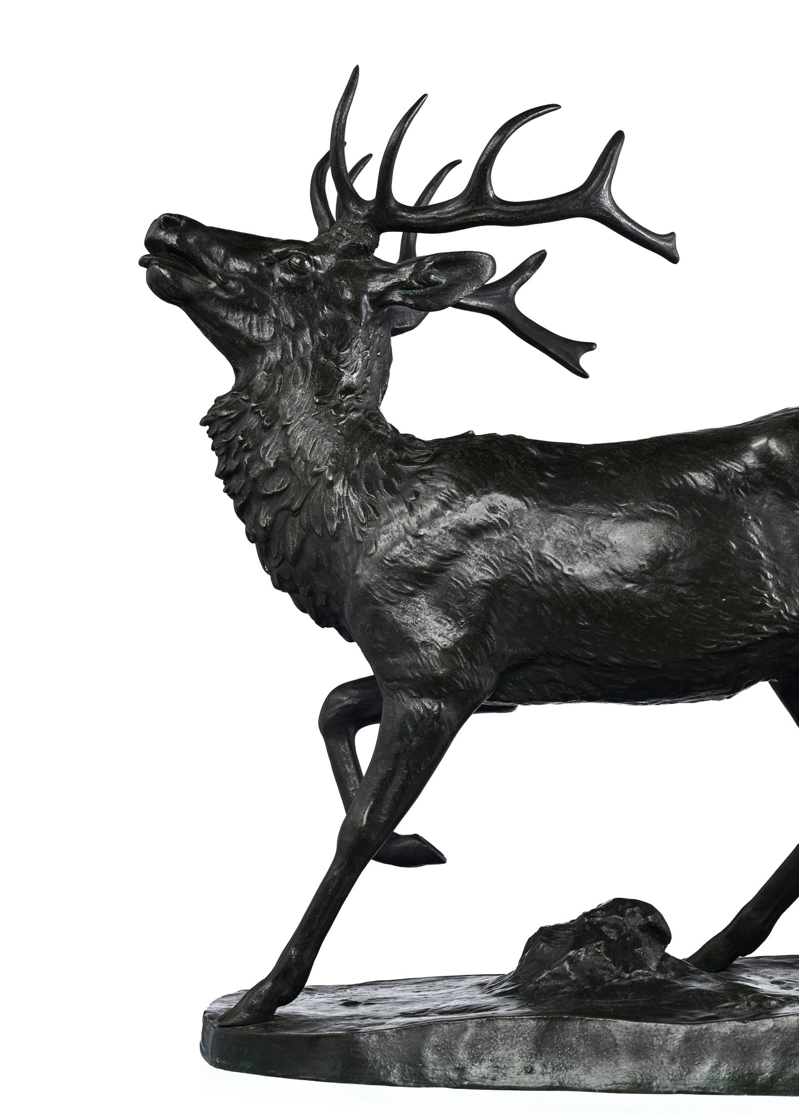 Antoine Louis Barye (1796-1875), Le cerf, bronze à patine verte, 2ème moitié XIXe s., - 4