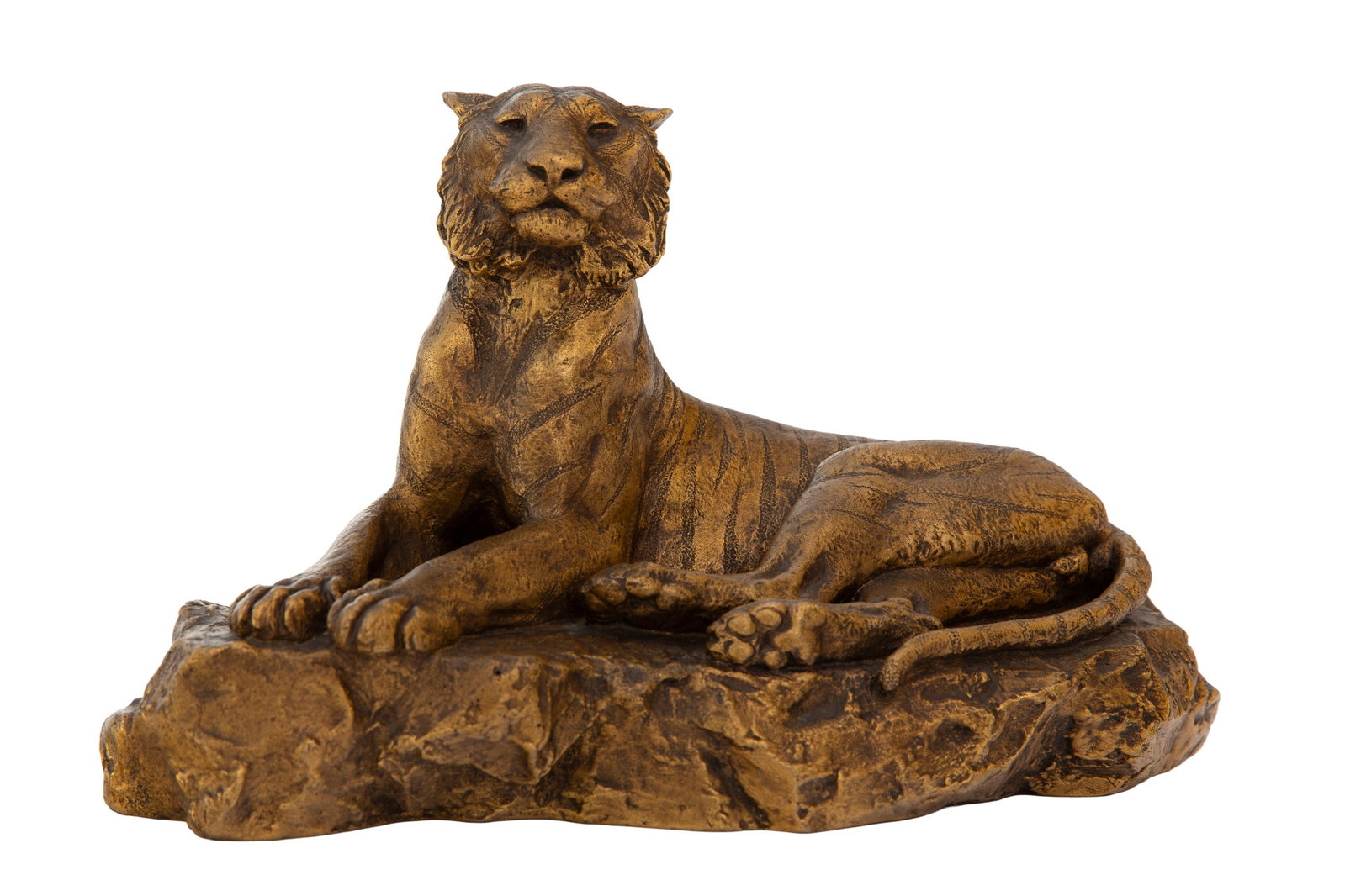 Hippolyte Peyrol (1856-1929), "Lionne couchée", bronze à patine dorée, signée en - 2