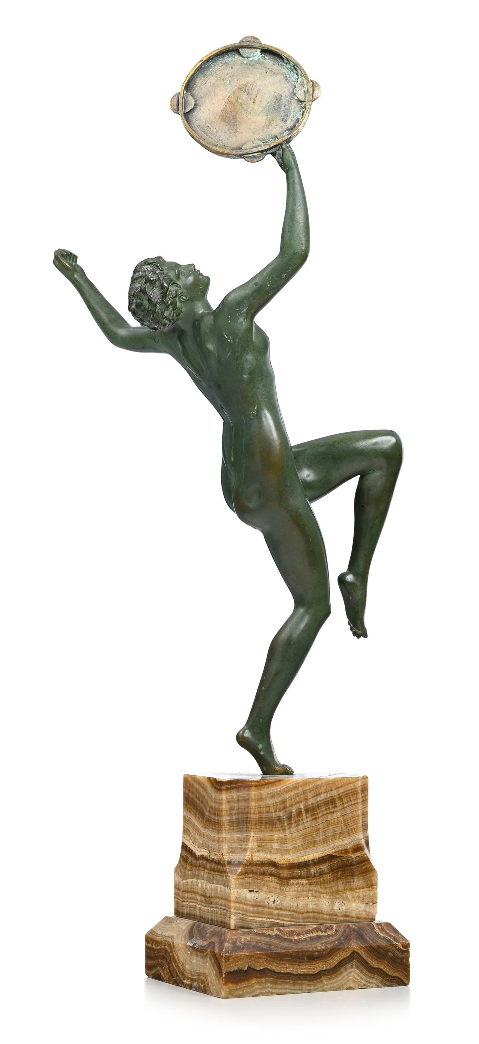 Maurice Guiraud-Rivière (1881-1947), Danseuse au tambourin, bronze à patine verte sur socl - 2