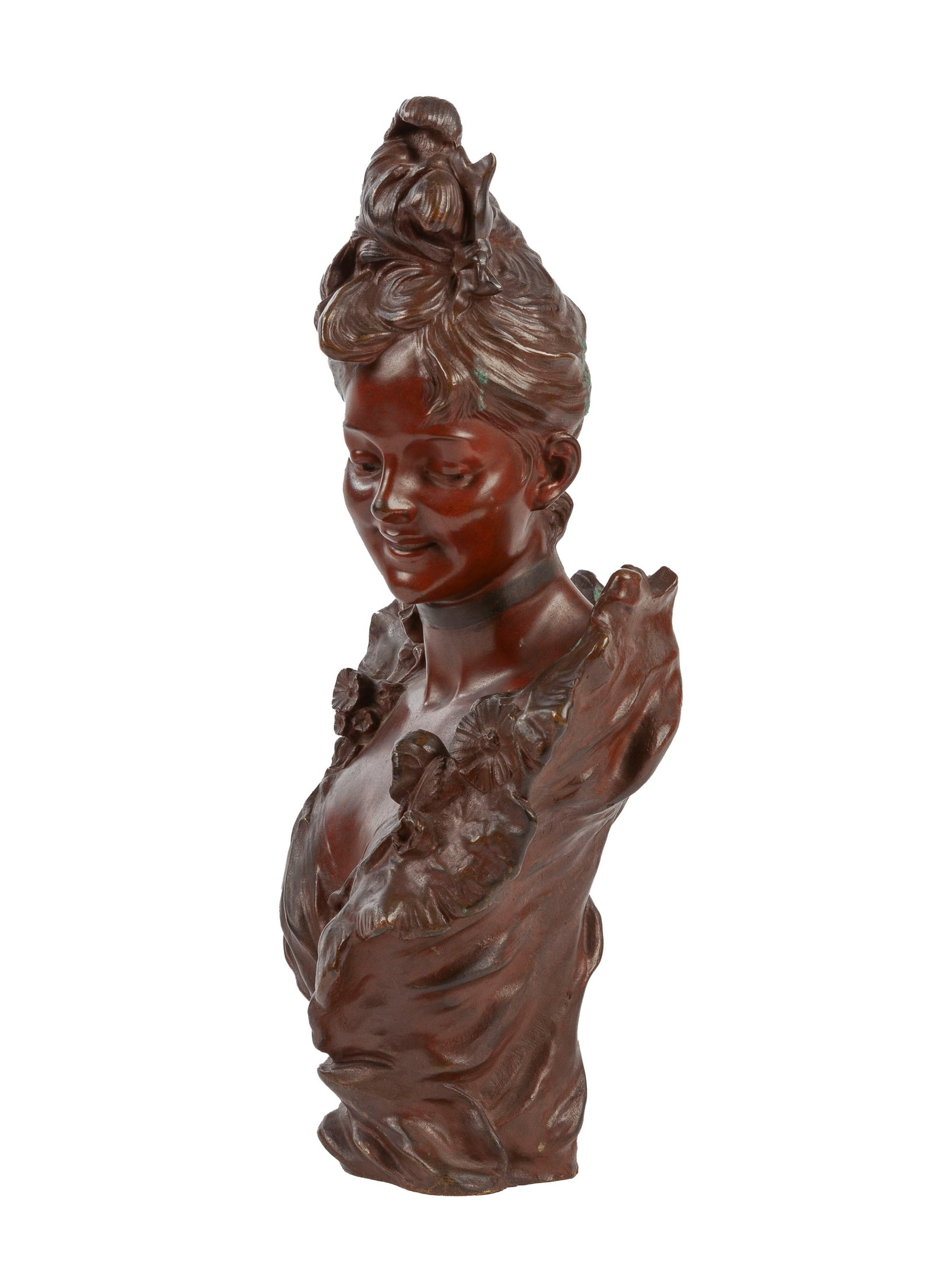 Victor Léopold Bruyneel (1859-?), Buste de femme, bronze à patine brune cuivrée, sign - 2