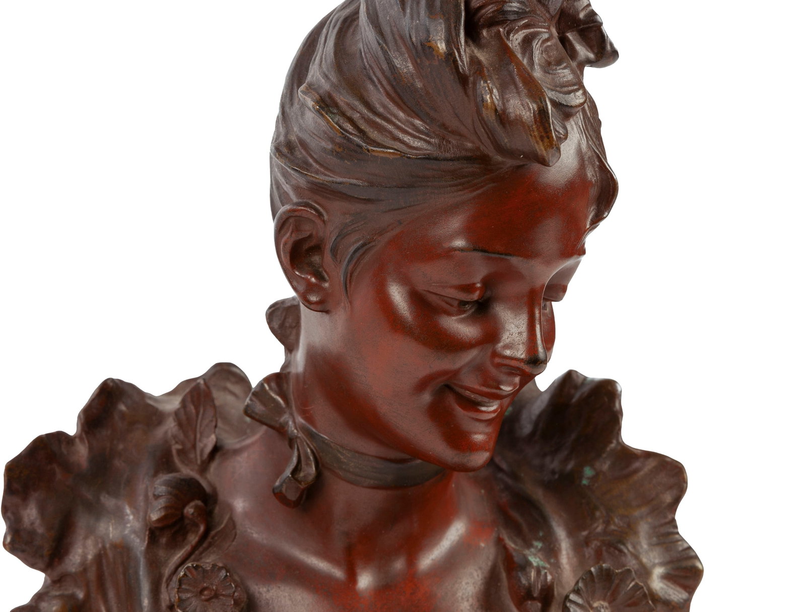 Victor Léopold Bruyneel (1859-?), Buste de femme, bronze à patine brune cuivrée, sign - 3