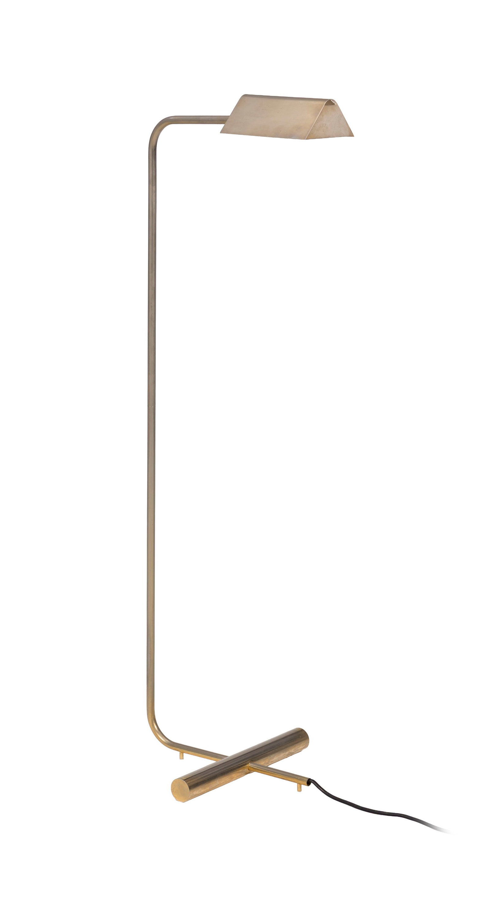 Liseuse dans le goût de Christian Liaigre, circa 1970, en métal argenté, diffuseur or: Liseuse dans le goût de Christian Liaigre, circa 1970, en métal argenté, diffuseur orientable, h. 115 cm Condition piqûres et usures sur le métal nous ne garantissons pas