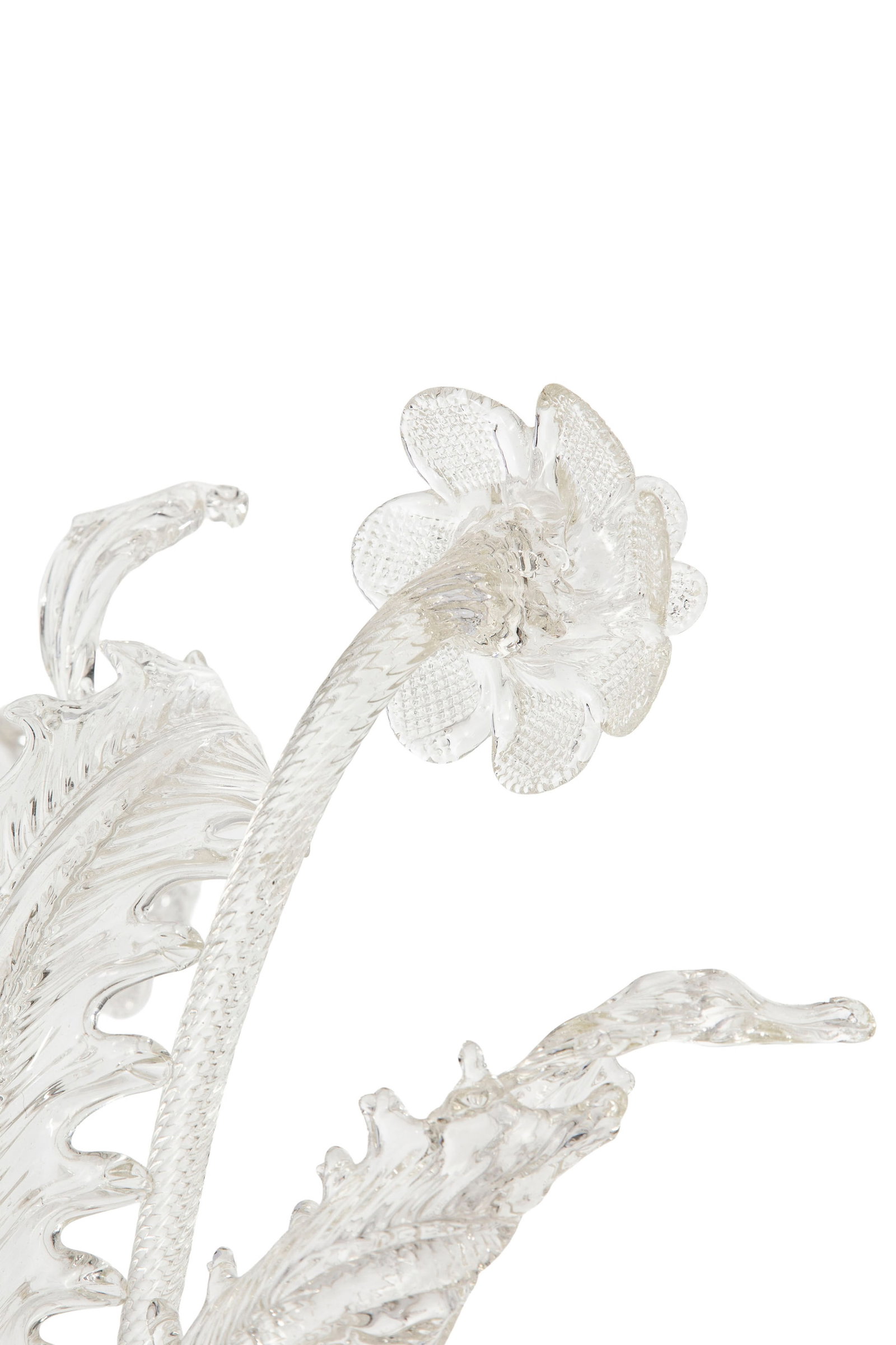 Lustre, Murano, XXe s., en verre transparent, à décor de fleurs et feuilles, huit feux, h. - 2