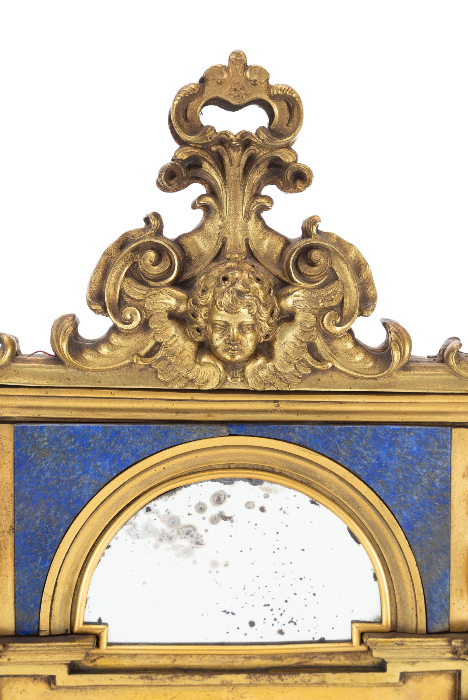 Miroir Baroque, Italie, XVIIIe s., en bronze doré et plaques de lapis lazuli, à décor - 3