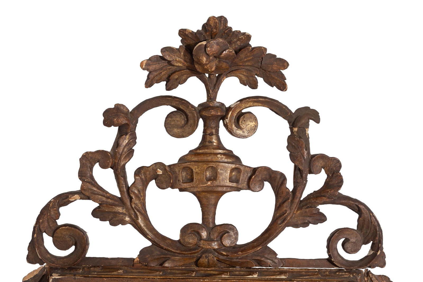 Miroir d'époque Louis XVI, en bois sculpté et doré, 106x55 cm - 2