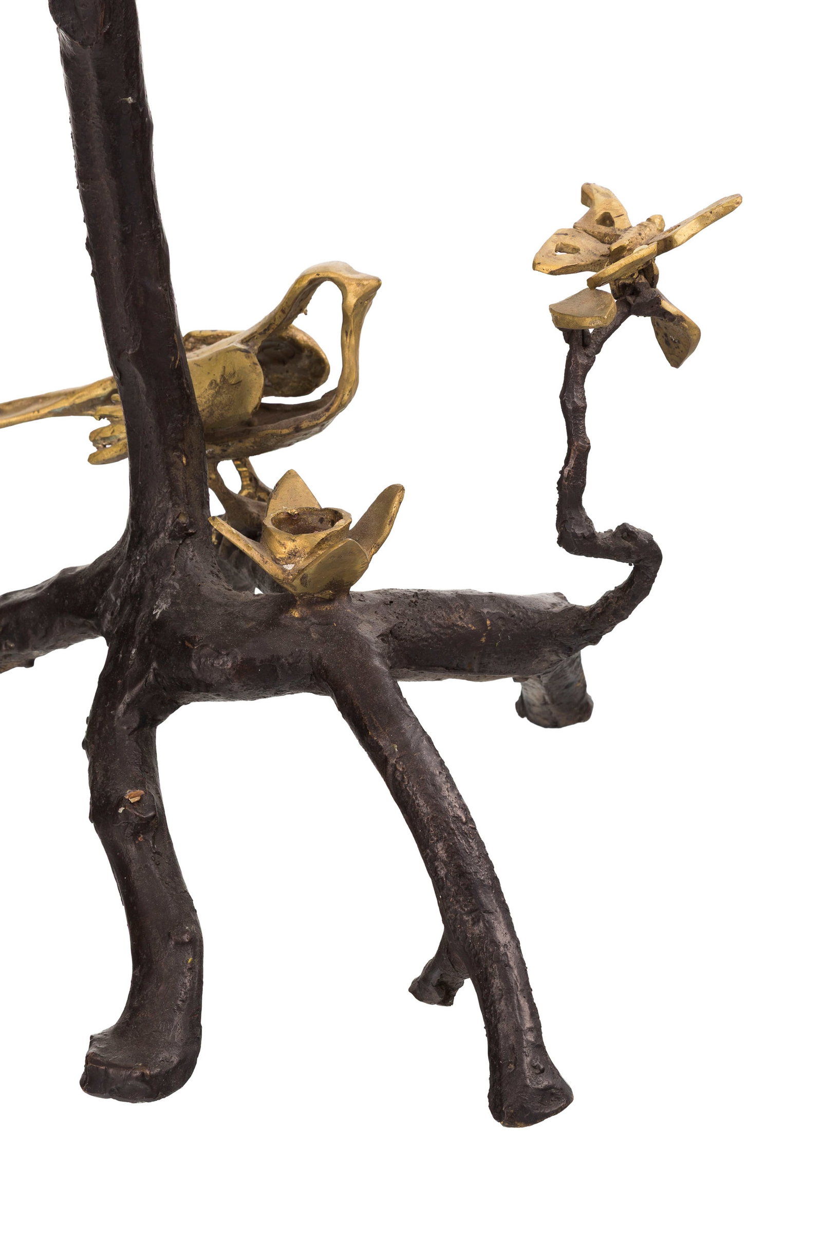 Paire de candélabres par Paula Swinnen (née 1964), en bronze patiné et doré, 6 f - 8