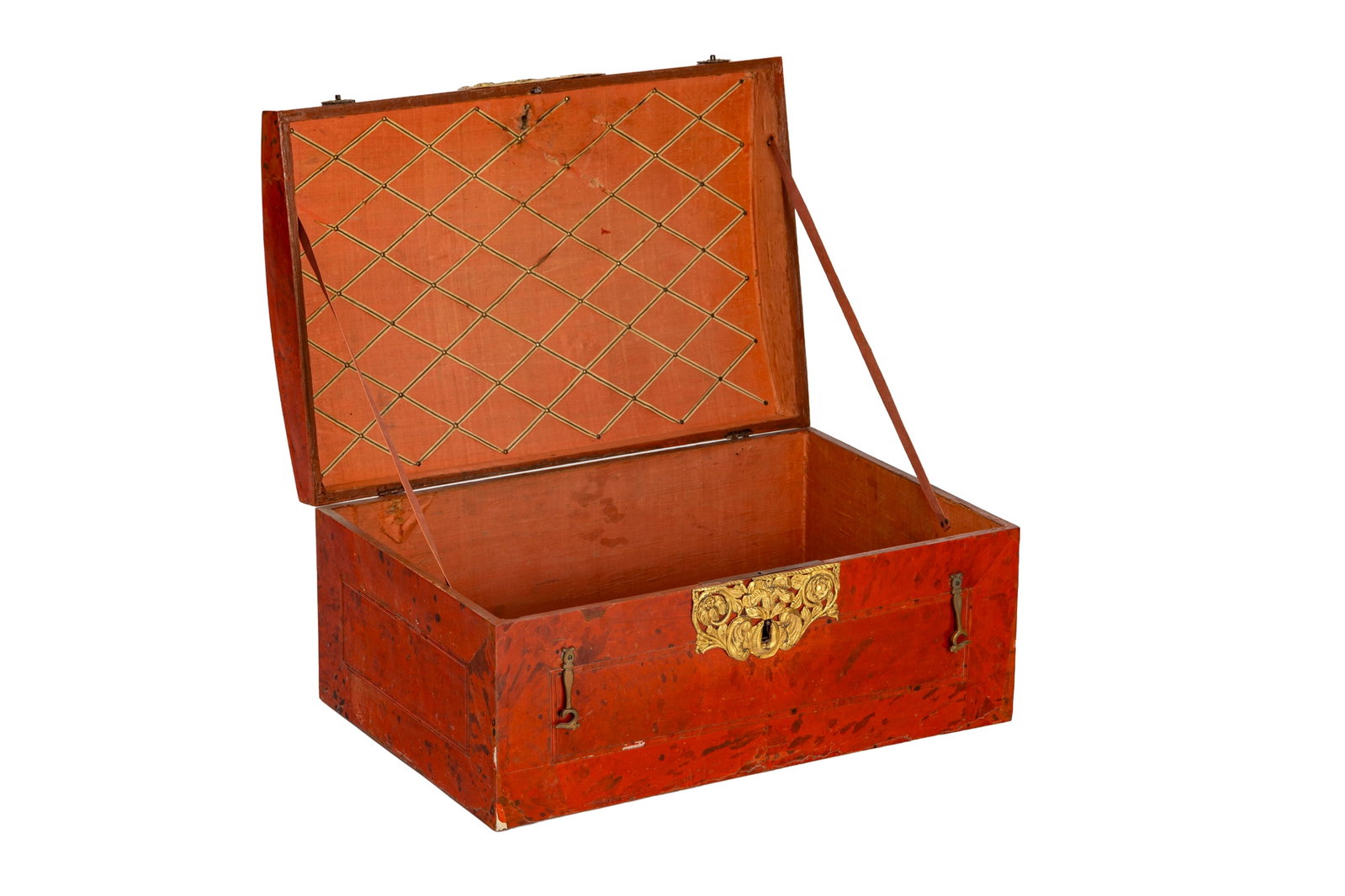 Coffre, XVIIIe s., en placage d'écaille de tortue, entrée de serrure en laiton repouss - 2