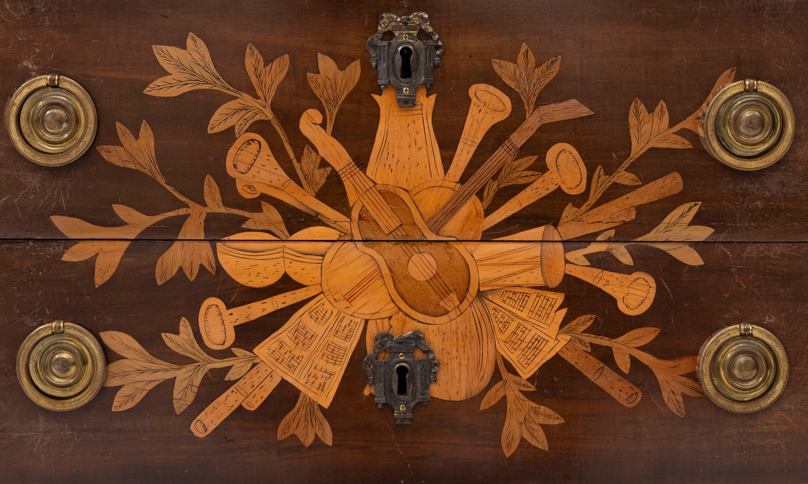 Paire de commodes d'époque Louis XVI estampillées J.B. VASSOU et JME, en placage de bois d - 3