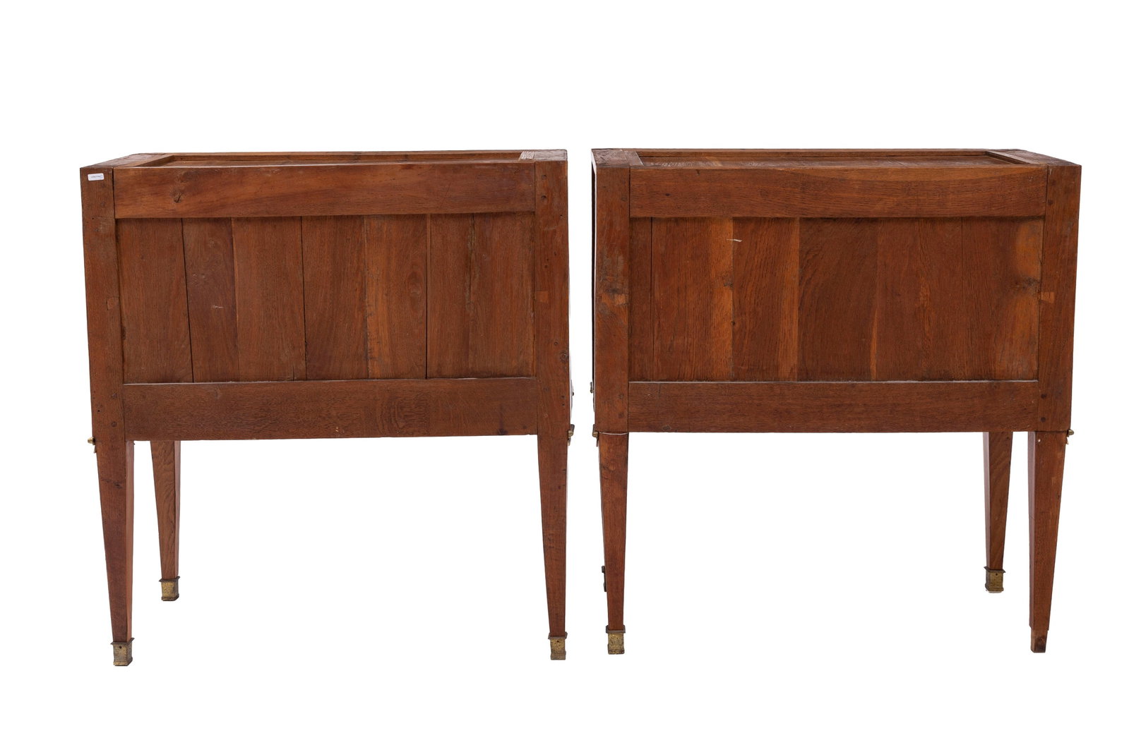 Paire de commodes d'époque Louis XVI estampillées J.B. VASSOU et JME, en placage de bois d - 4