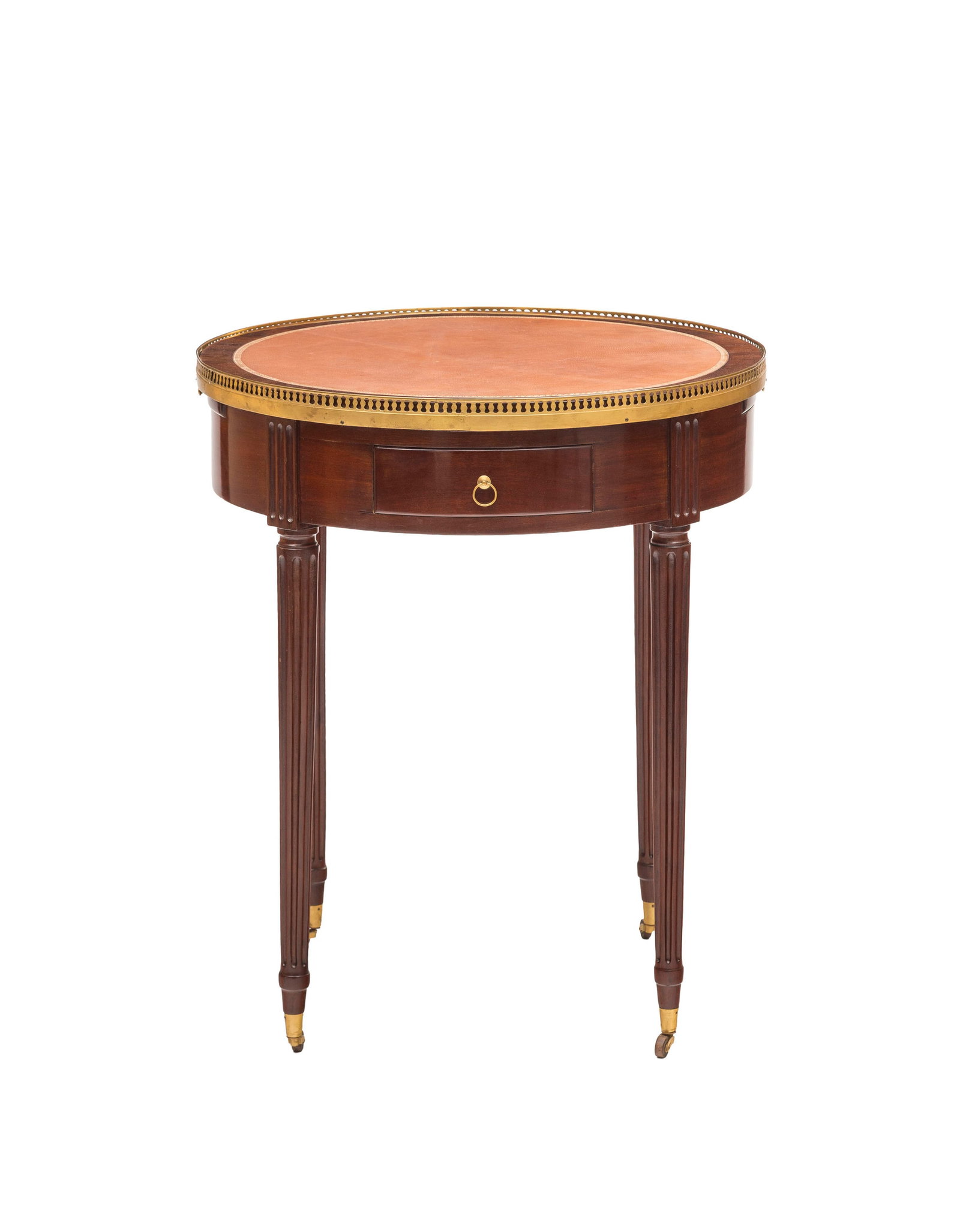 Table bouillotte de style Louis XVI, début du XIXe s., en acajou et placage d'acajou, ouvrant e (1 of 2)
