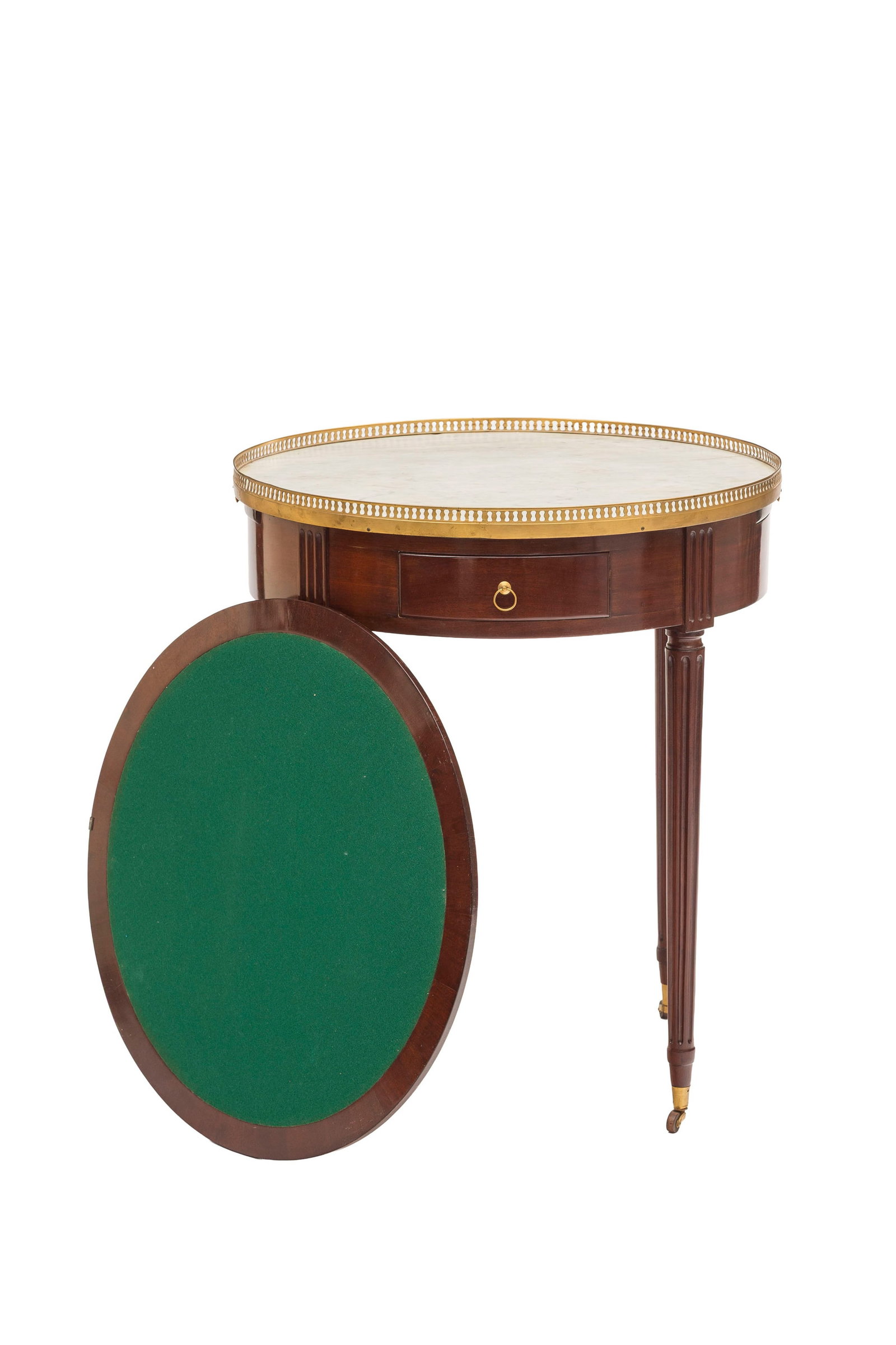 Table bouillotte de style Louis XVI, début du XIXe s., en acajou et placage d'acajou, ouvrant e - 2