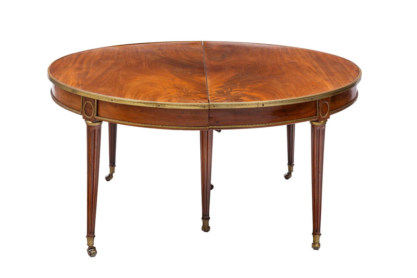 Table de salle à manger de style Louis XVI, XIXe s., en acajou et placage d'acajou, plateau ova (1 of 3)