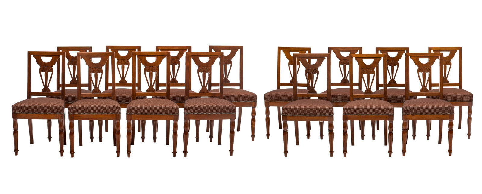 Suite de 15 chaises d'époque Empire dont 2 estampillées JACOB D. R. MESLEE, en acajou, dos (1 of 2)