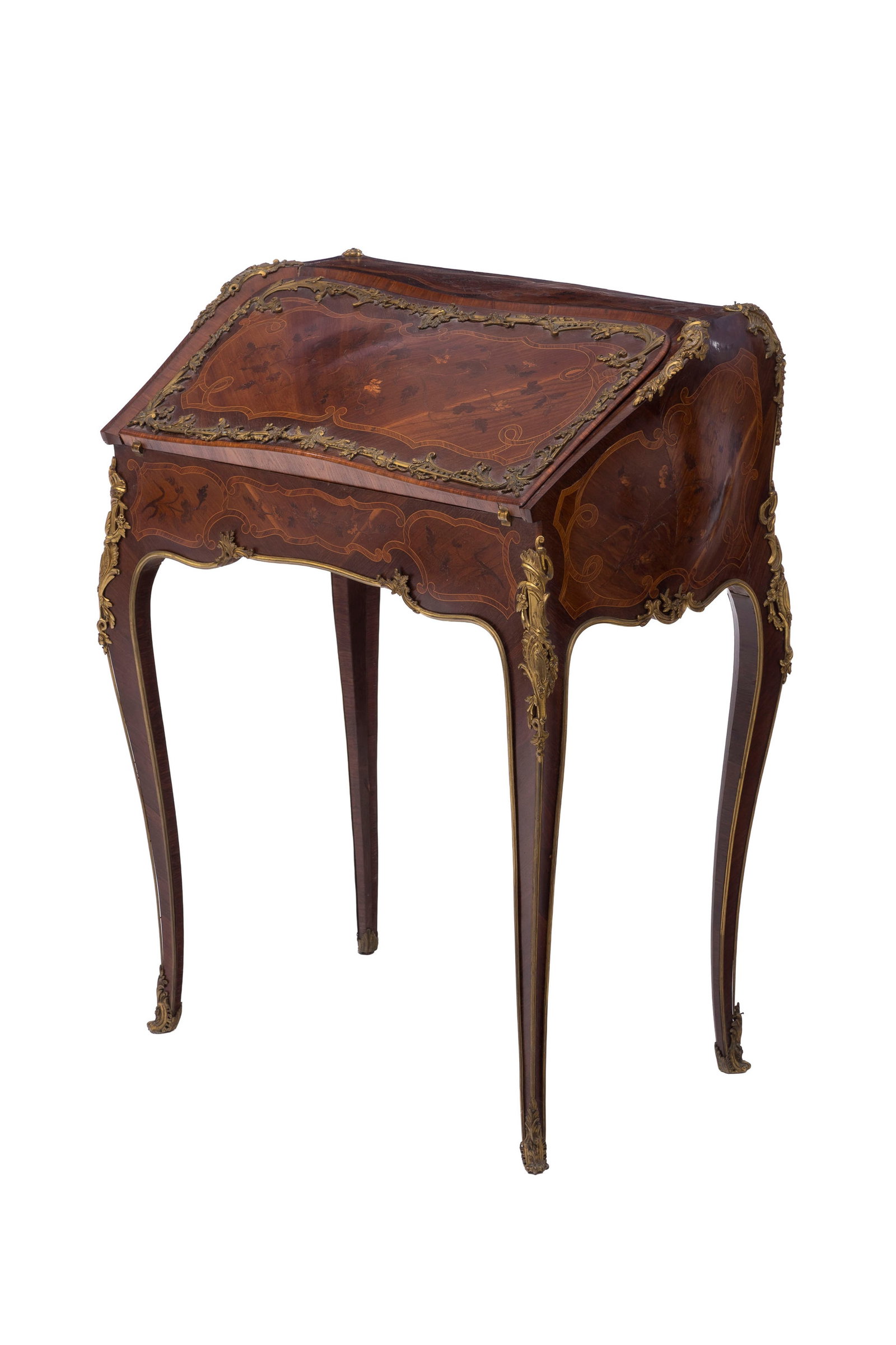 Bureau à dos d'âne d'époque Napoléon III, à décor de fleurs et feuilla (1 of 3)