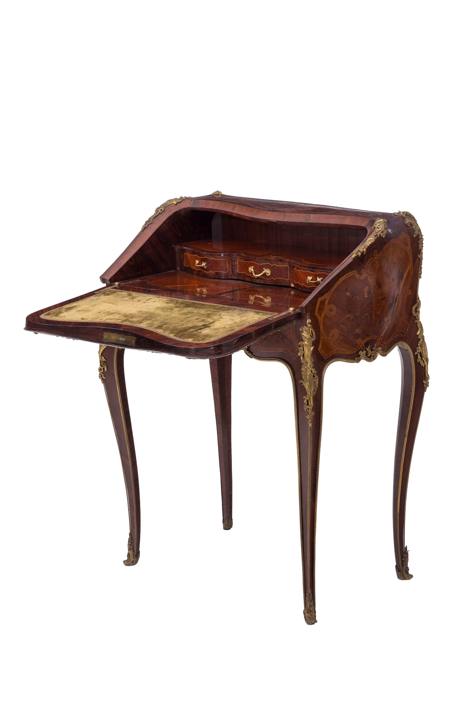 Bureau à dos d'âne d'époque Napoléon III, à décor de fleurs et feuilla - 2