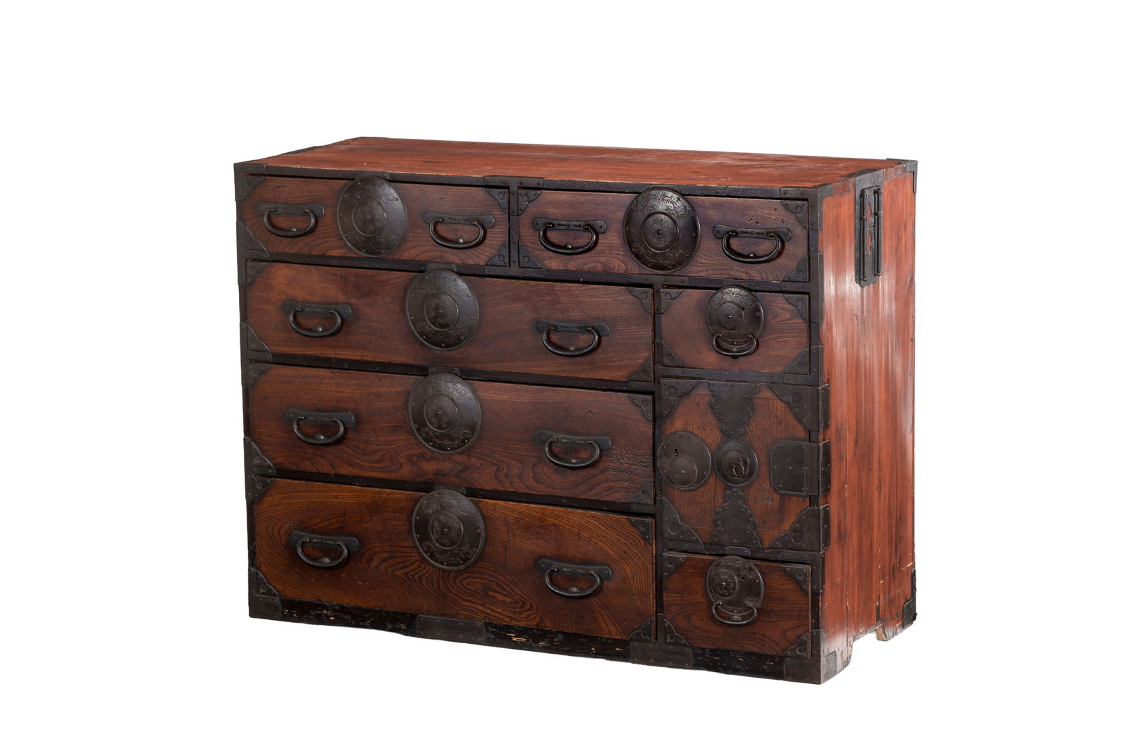 Yonezawa Tansu, Japon, fin d'époque Meiji, en bois de keyaki, ouvrant par sept tiroirs et un va (1 of 2)