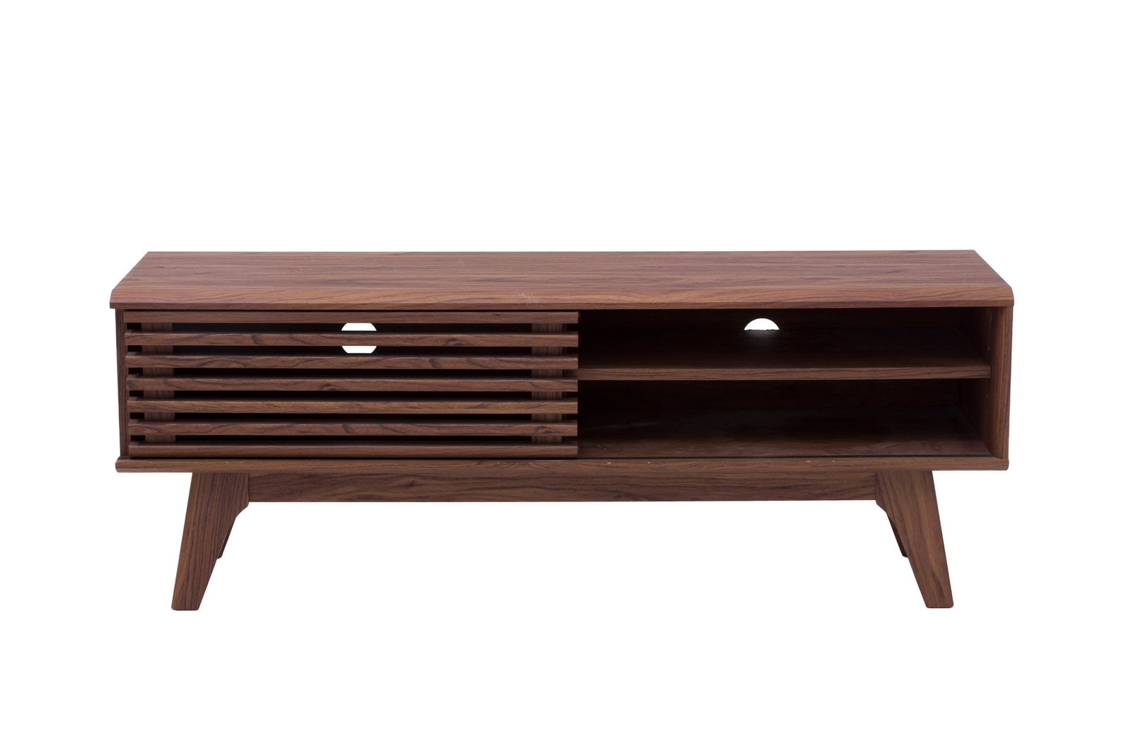 Enfilade basse, XXIe s., en bois de placage, vantail coulissant à barreaux en façade, 44x1: Enfilade basse, XXIe s., en bois de placage, vantail coulissant à barreaux en façade, 44x117x36 cm