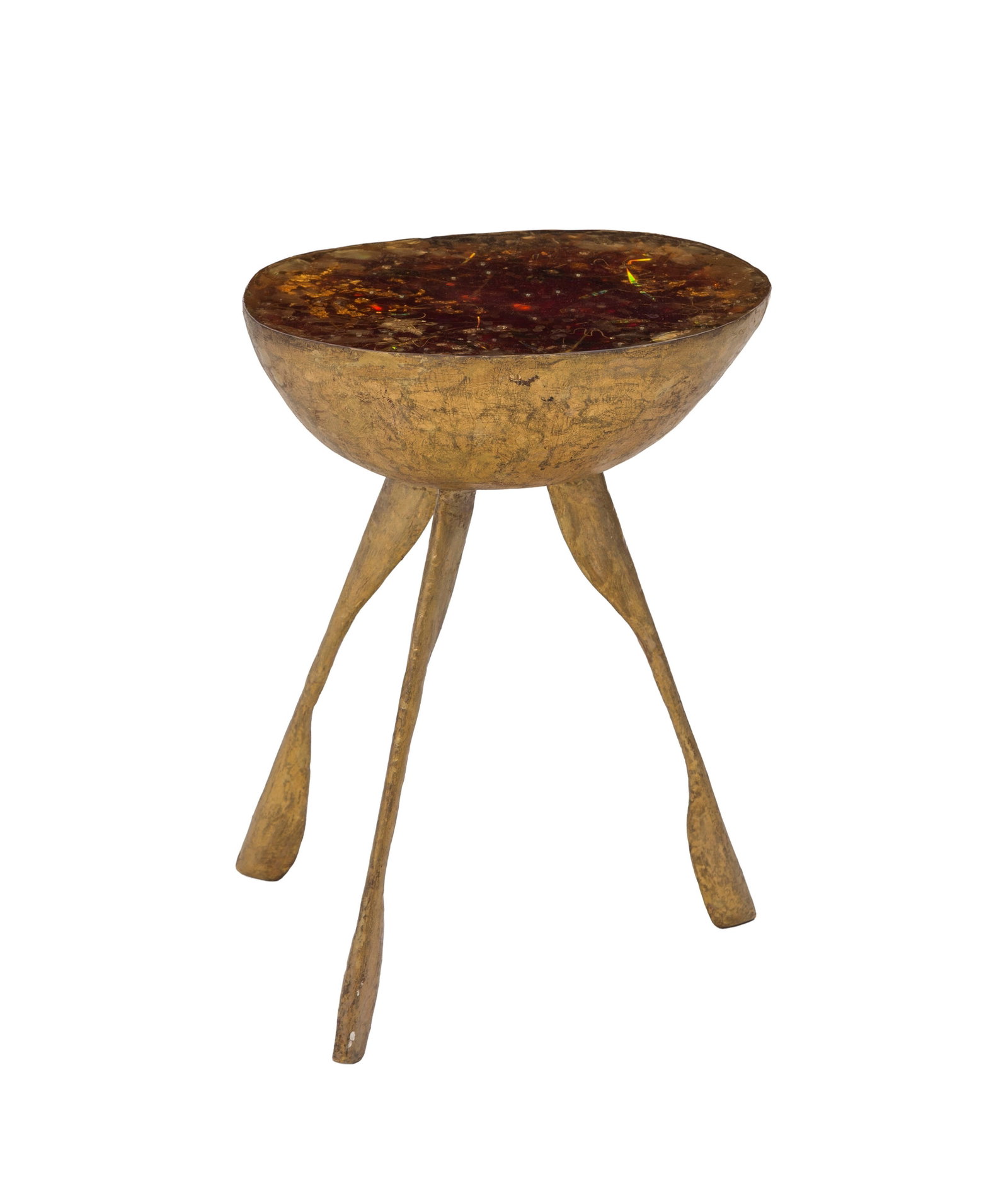 Table d'appoint par Hélène de Saint Lager (née en 1957), en résine dorée, & (1 of 3)