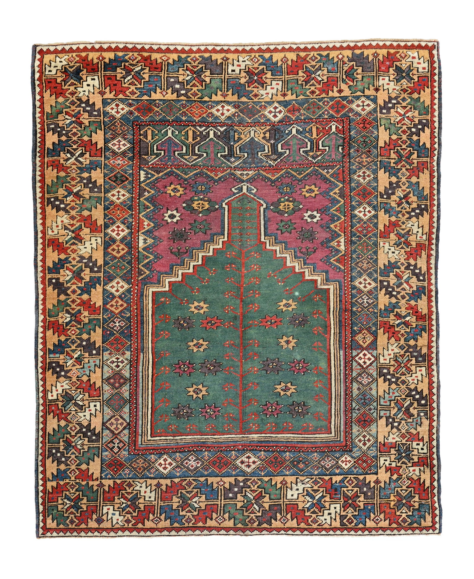 Tapis de prière Mujur, Turquie, fin XIXe s., à mihrab vert entouré de fleurs stylis&# (1 of 1)