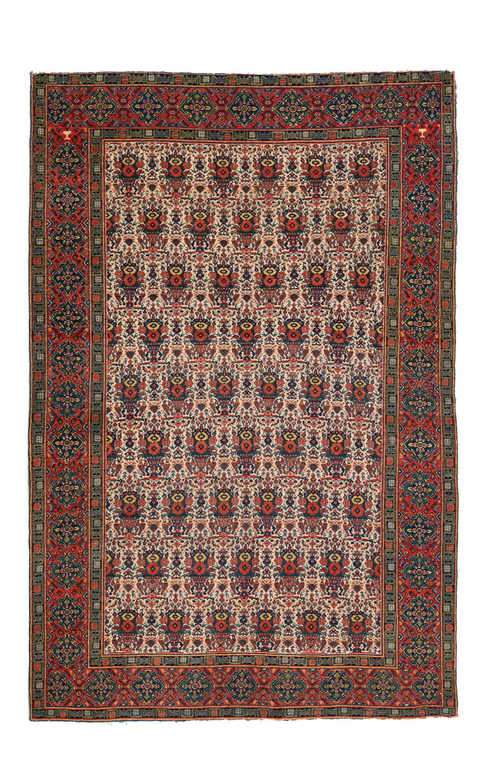 Tapis Senneh Haft Rang, Iran, fin XIXe s., à motif zol-e-sultan, composé d'un semis de vas (1 of 1)