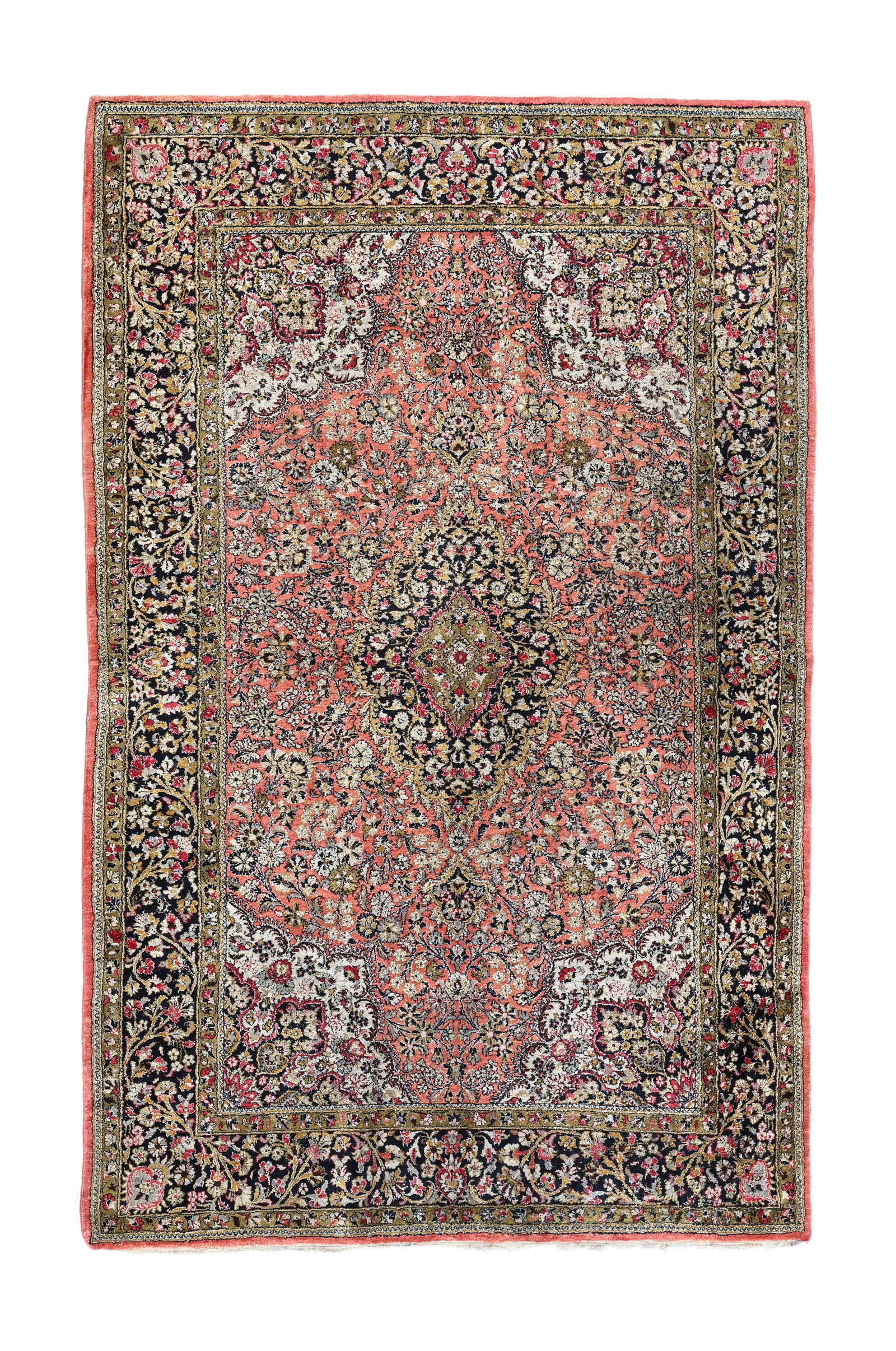 Tapis Ghom soie, Iran, 2ème moitié du XXe s., à médaillon central vert et noir s (1 of 1)