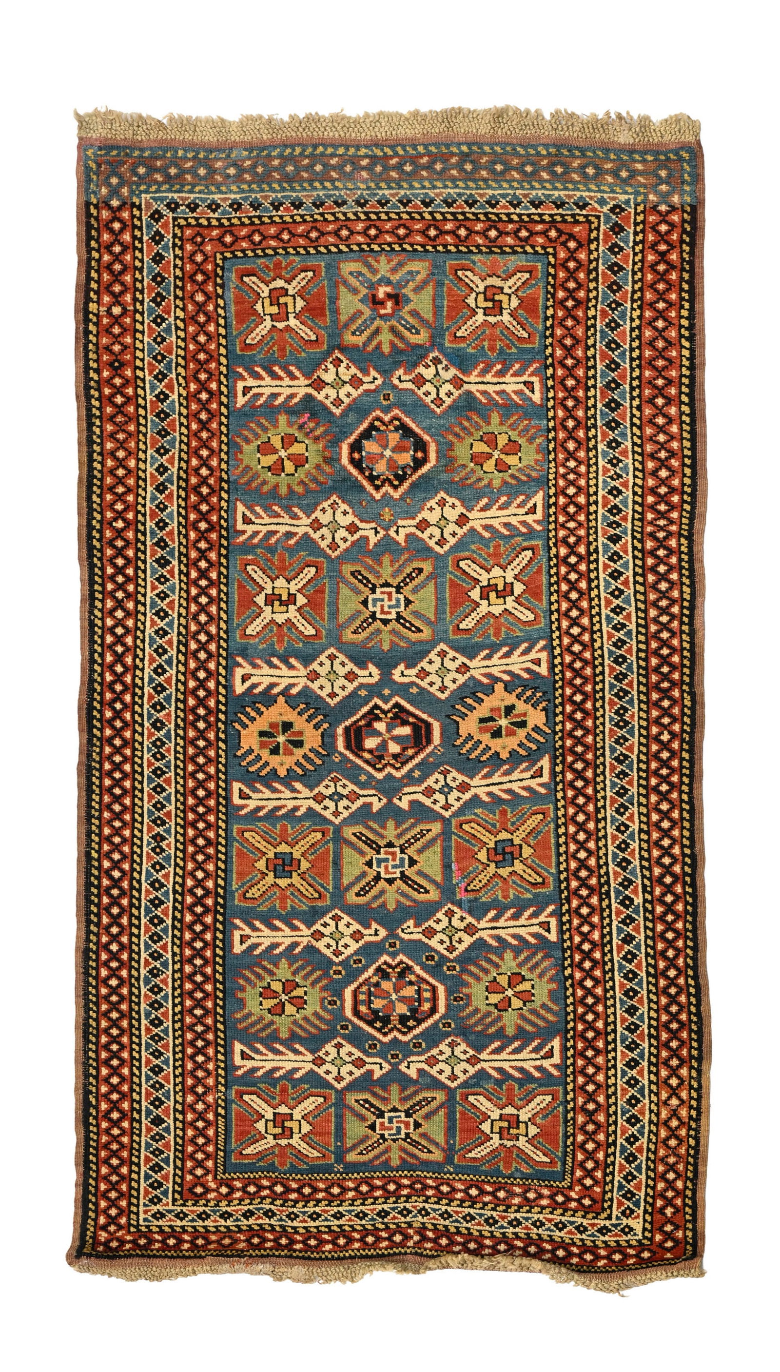 Tapis Kazakh, Caucase, 1er tiers du XXe s., à trois rangées de divers médaillons poly (1 of 1)
