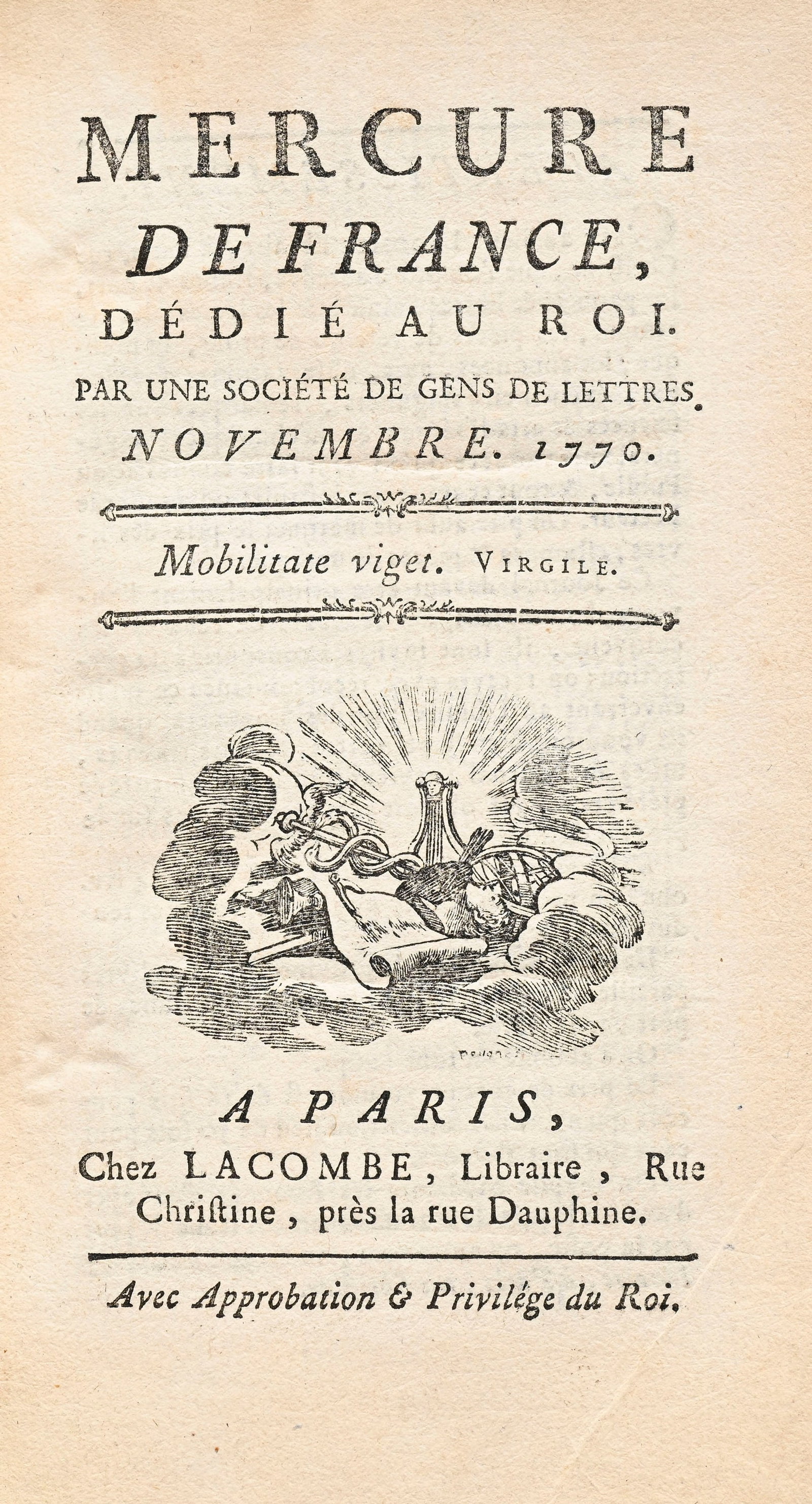 \[ARMES\]. Mercure de France dédié au Roi, octobre 1755 \[et\] \[...\] novembre 1770. Pari - 4