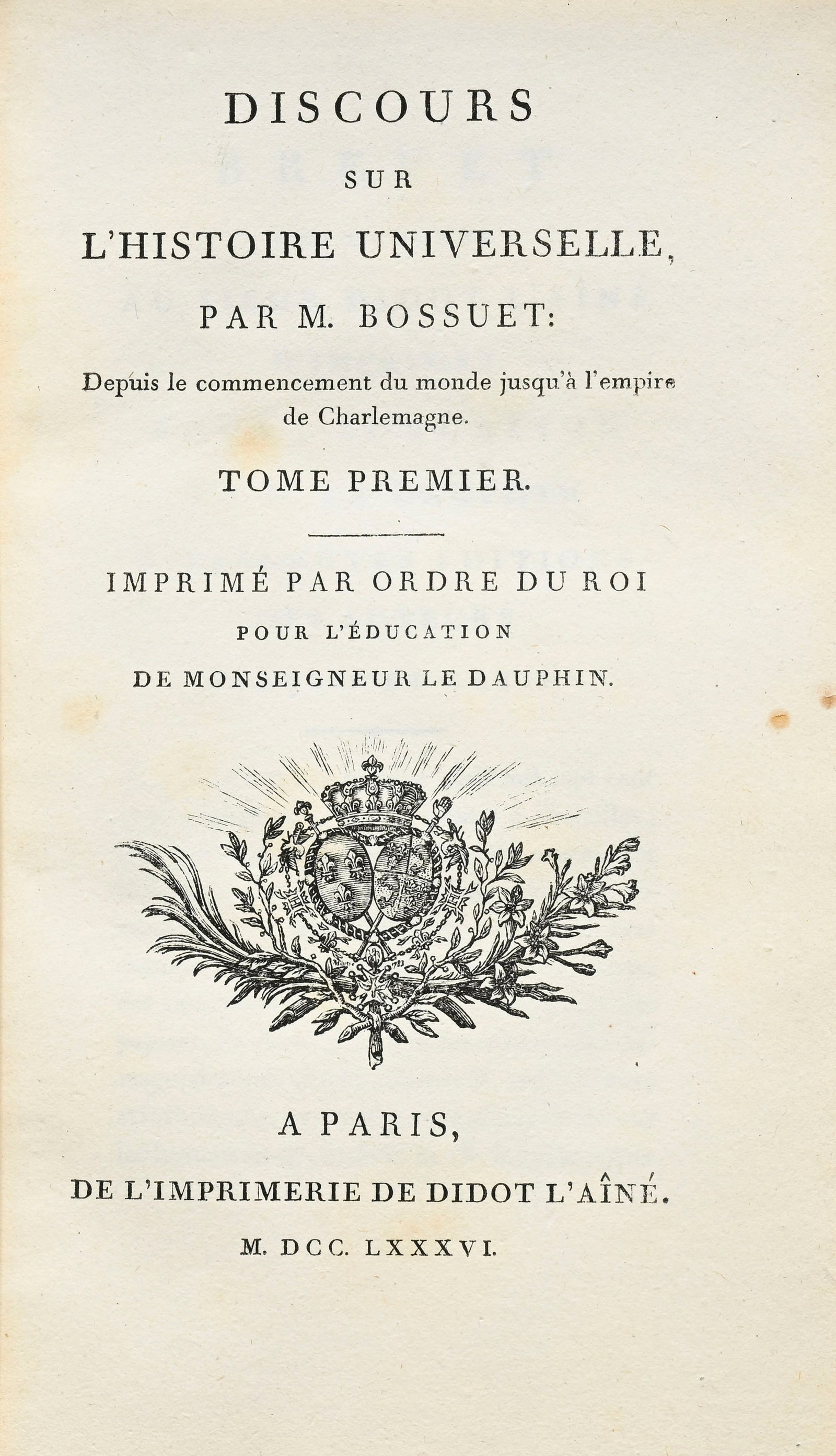 \[BOZERIAN\]. BOSSUET (Jacques-Bénigne). Discours sur l'histoire universelle... Paris, Didot l' - 3