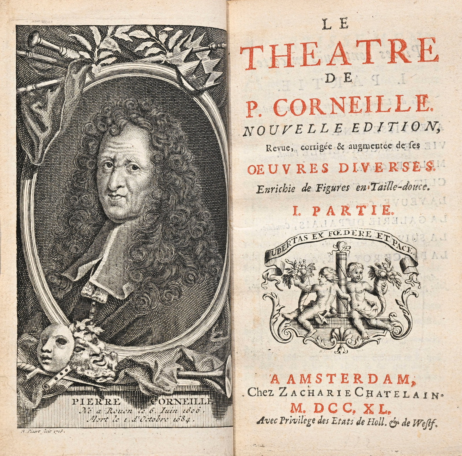 CORNEILLE. Le théâtre de P. Corneille. \[suivi de\] Œuvres diverses. Amsterdam, Zacha - 3