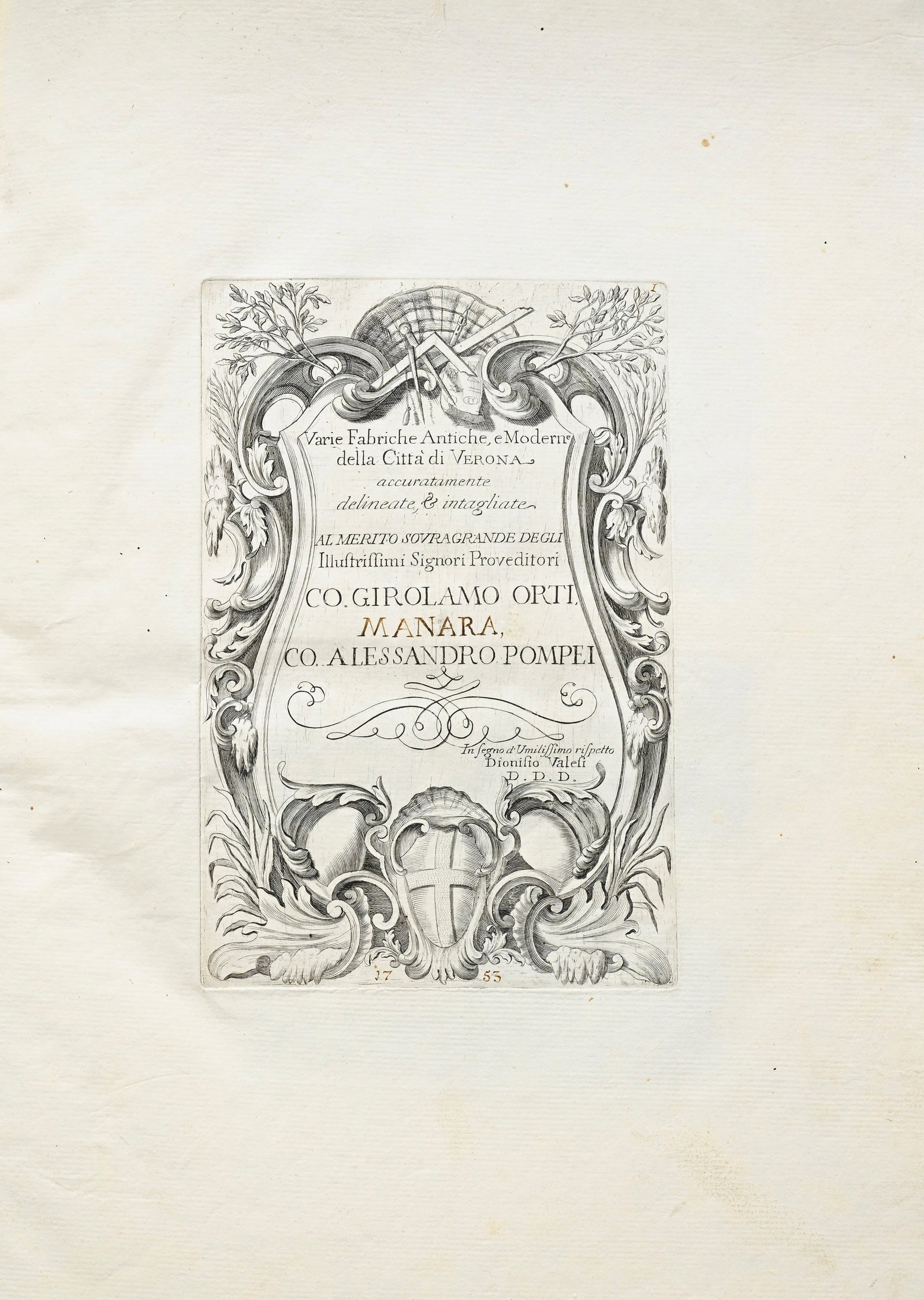 \[ITALIE\]. Varie Fabbriche Antiche e Moderne della Citta di Verona, 1753. In-folio relié demi- - 2