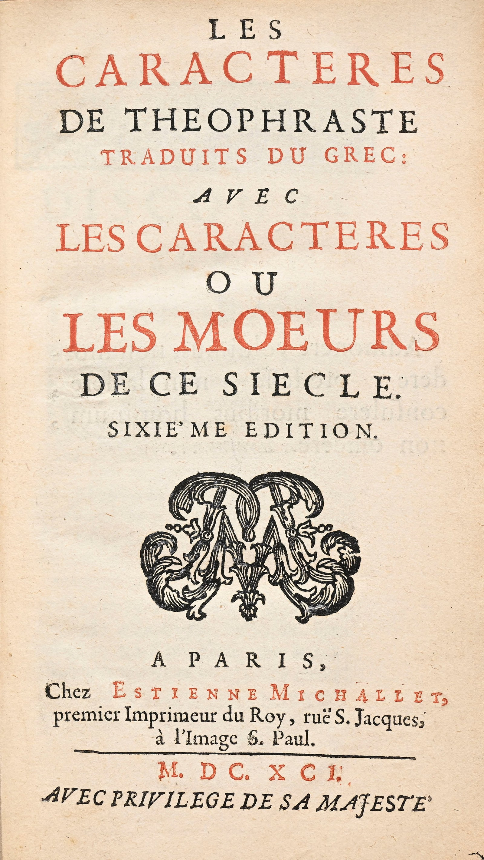 LA BRUYERE (Jean de). Les caractères de Théophraste. Réunion de deux éditions du - 5