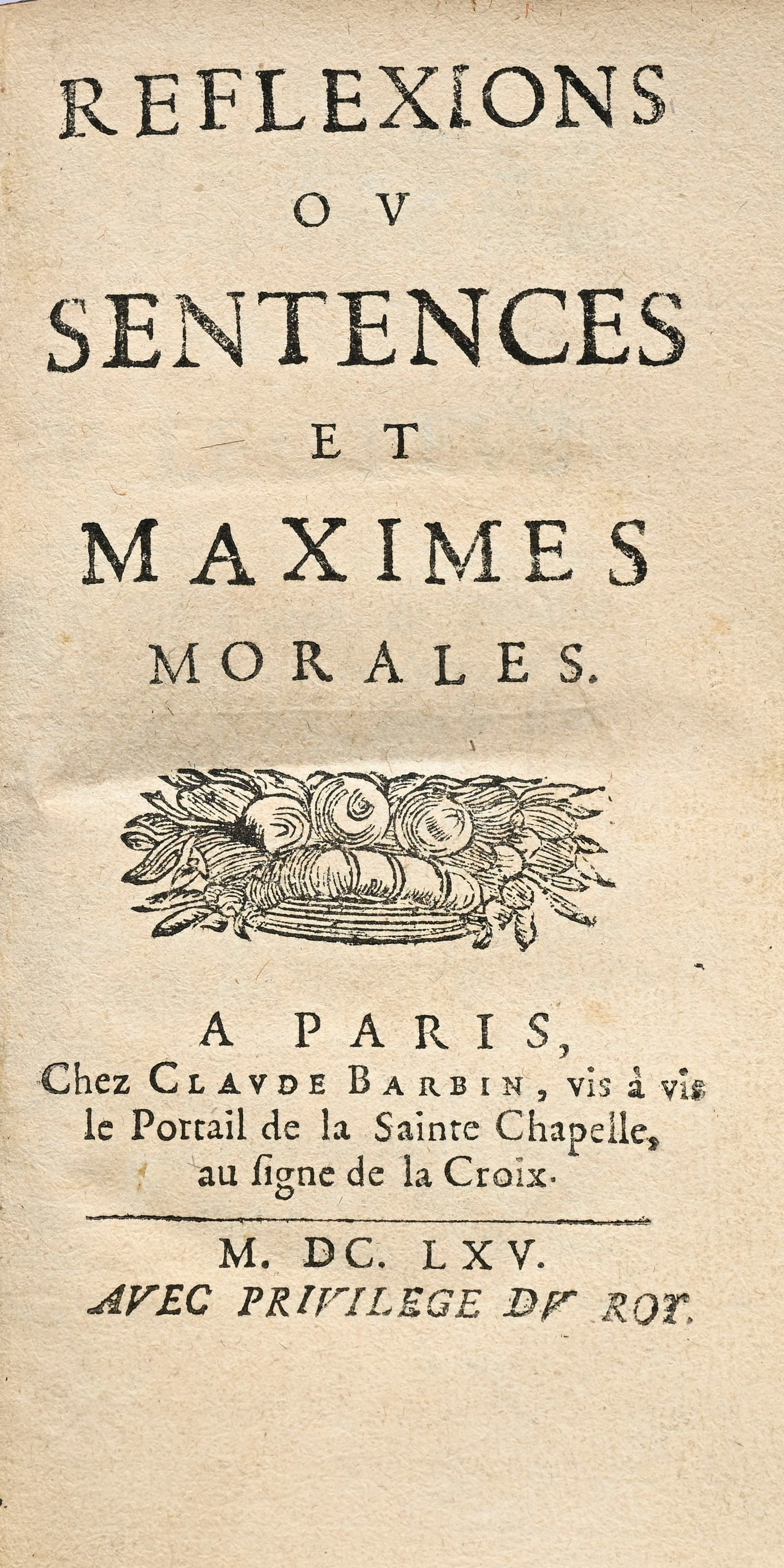 \[LA ROCHEFOUCAULD (François, duc de)\]. Réflexions ou Sentences et Maximes morales. Paris - 4