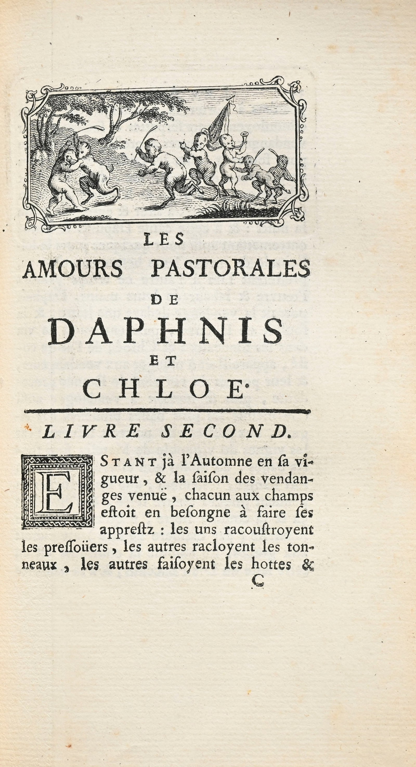 LONGUS. Les Amours pastorales de Daphnis et Chloé. S.l., s.n. \[Paris, Coustelier\], 1745. In-8 - 5