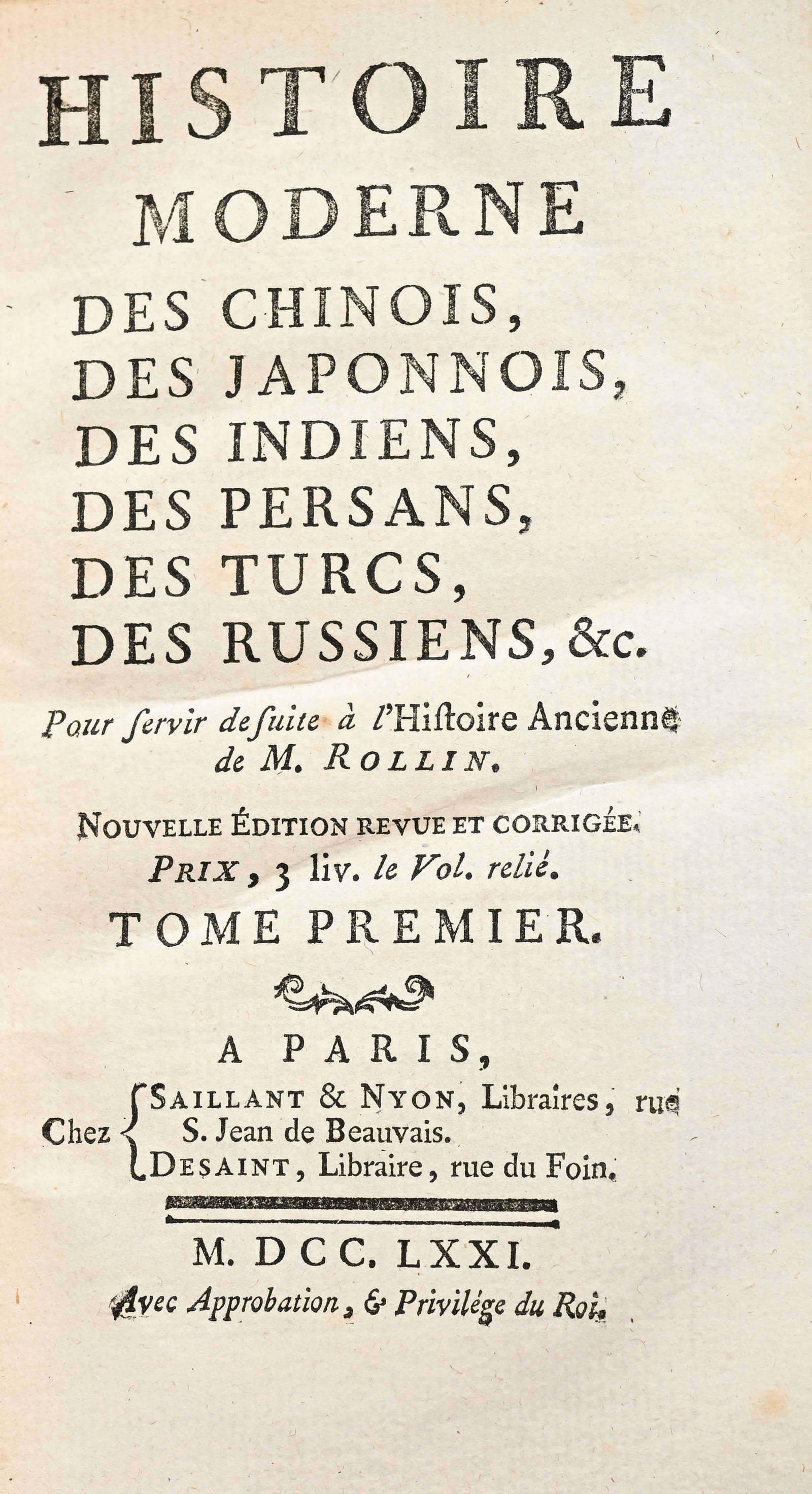 MARSY - RICHER. Histoire moderne des Chinois, des Japonnois, des Indiens, des Persans, des Turcs, de - 3