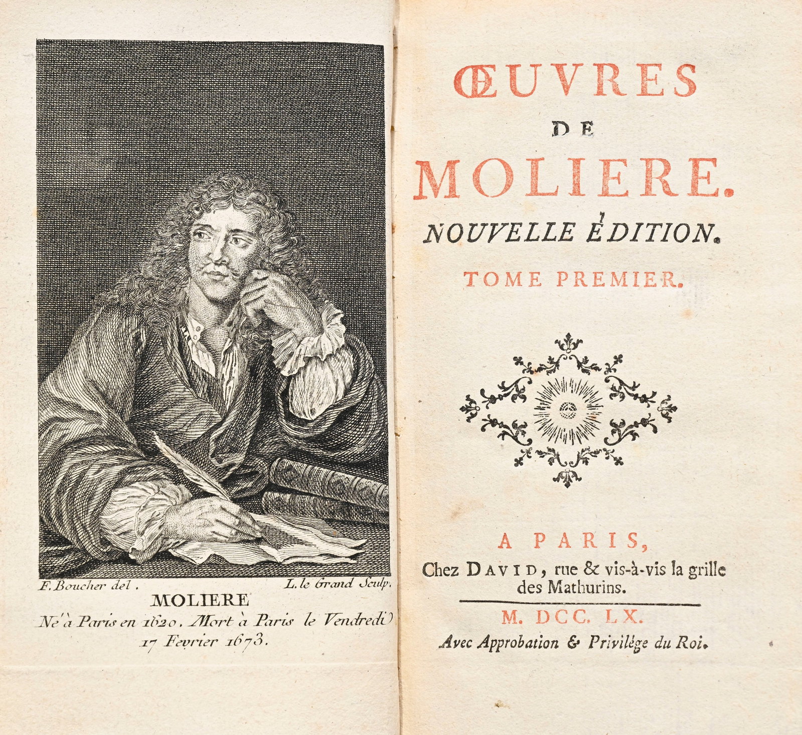 MOLIÈRE (Jean-Baptiste Poquelin dit). Œuvres de Molière. Paris, David, 1760. 8 vol. i - 3