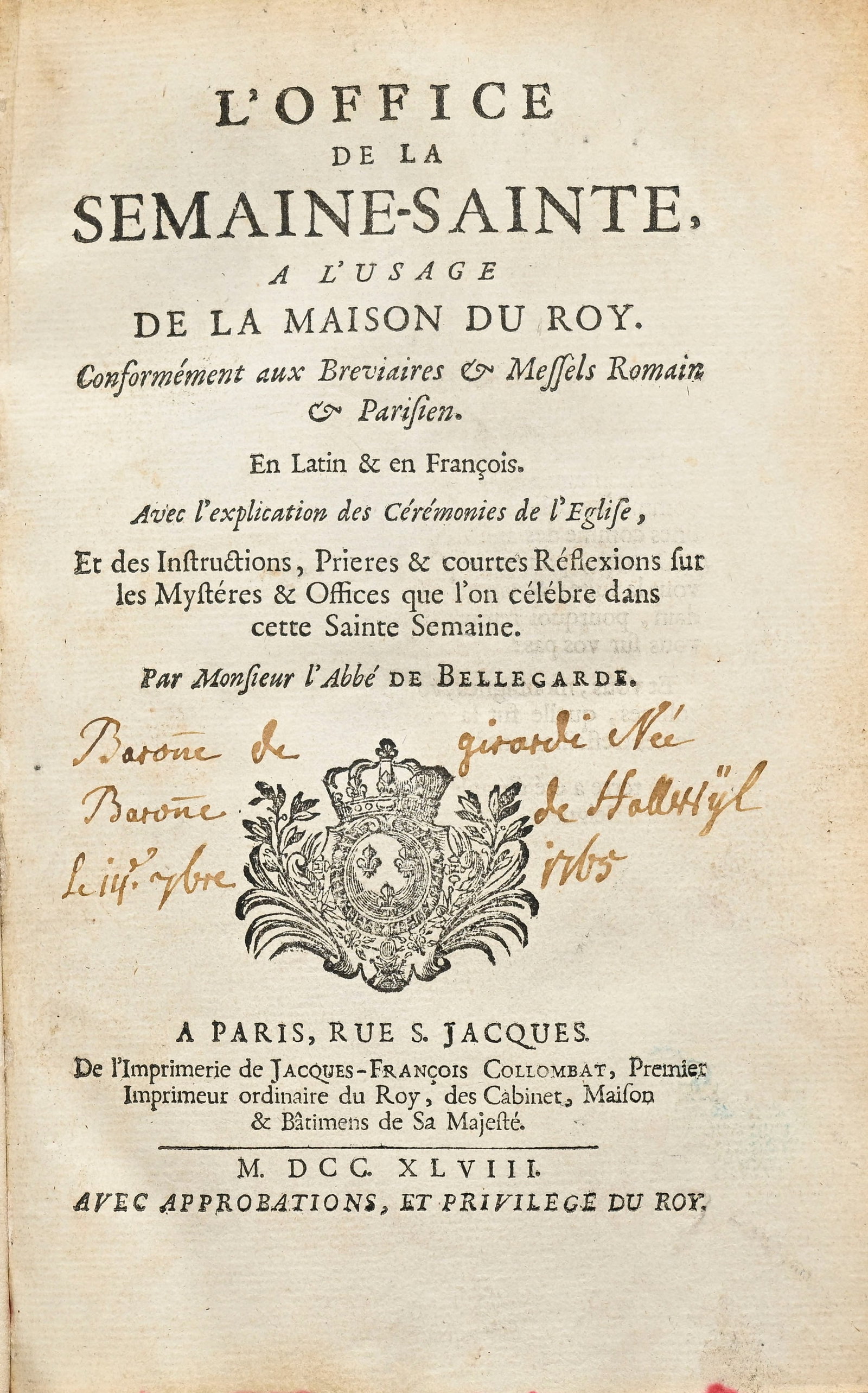 \[OFFICE\] de la Semaine Sainte, à l'usage de la Maison du Roy, conformément aux Brév - 2